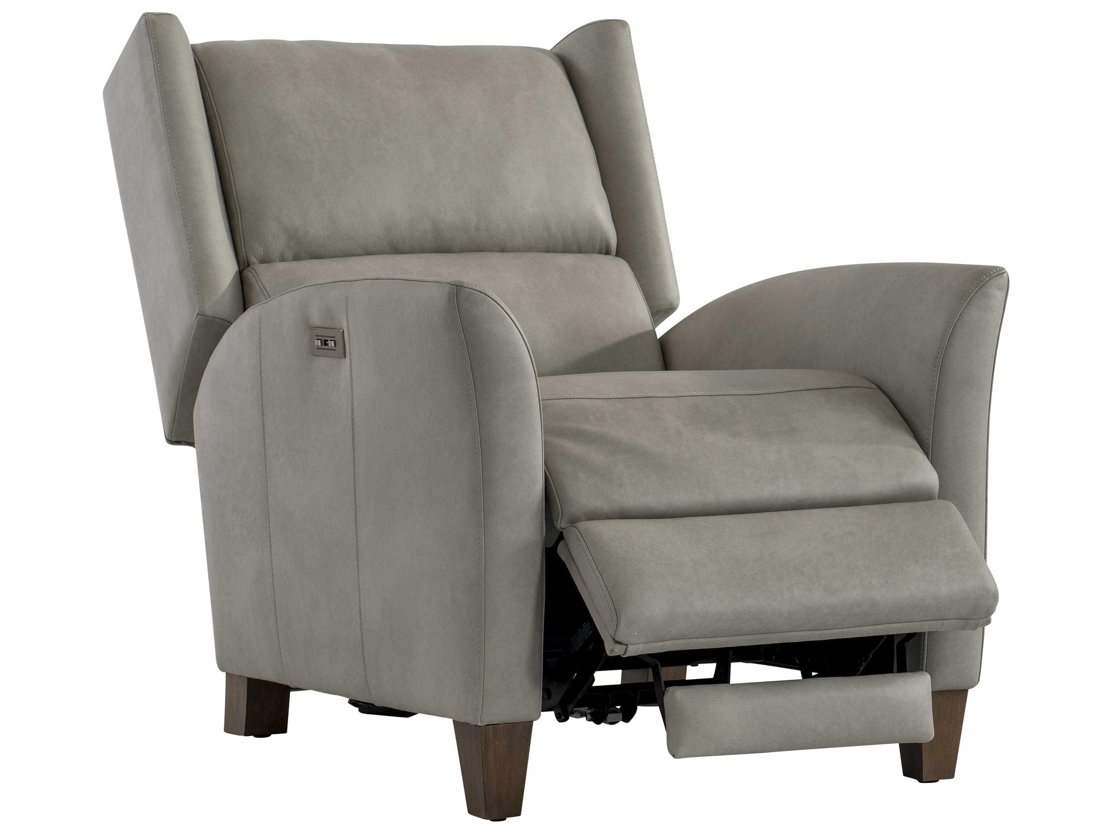 Bernhardt Weller Power Motion Gray Leather Recliner