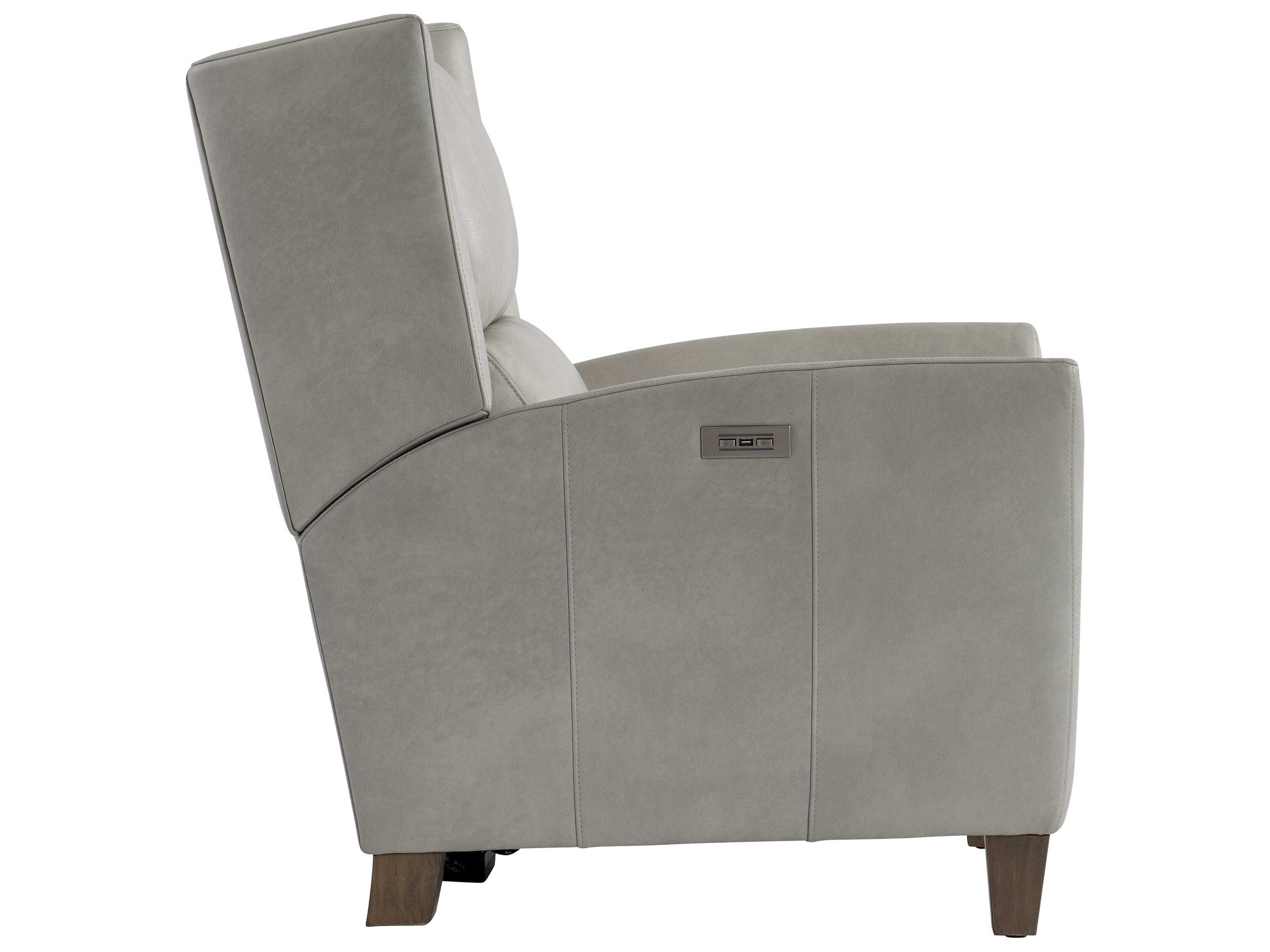 Bernhardt Weller Power Motion Gray Leather Recliner