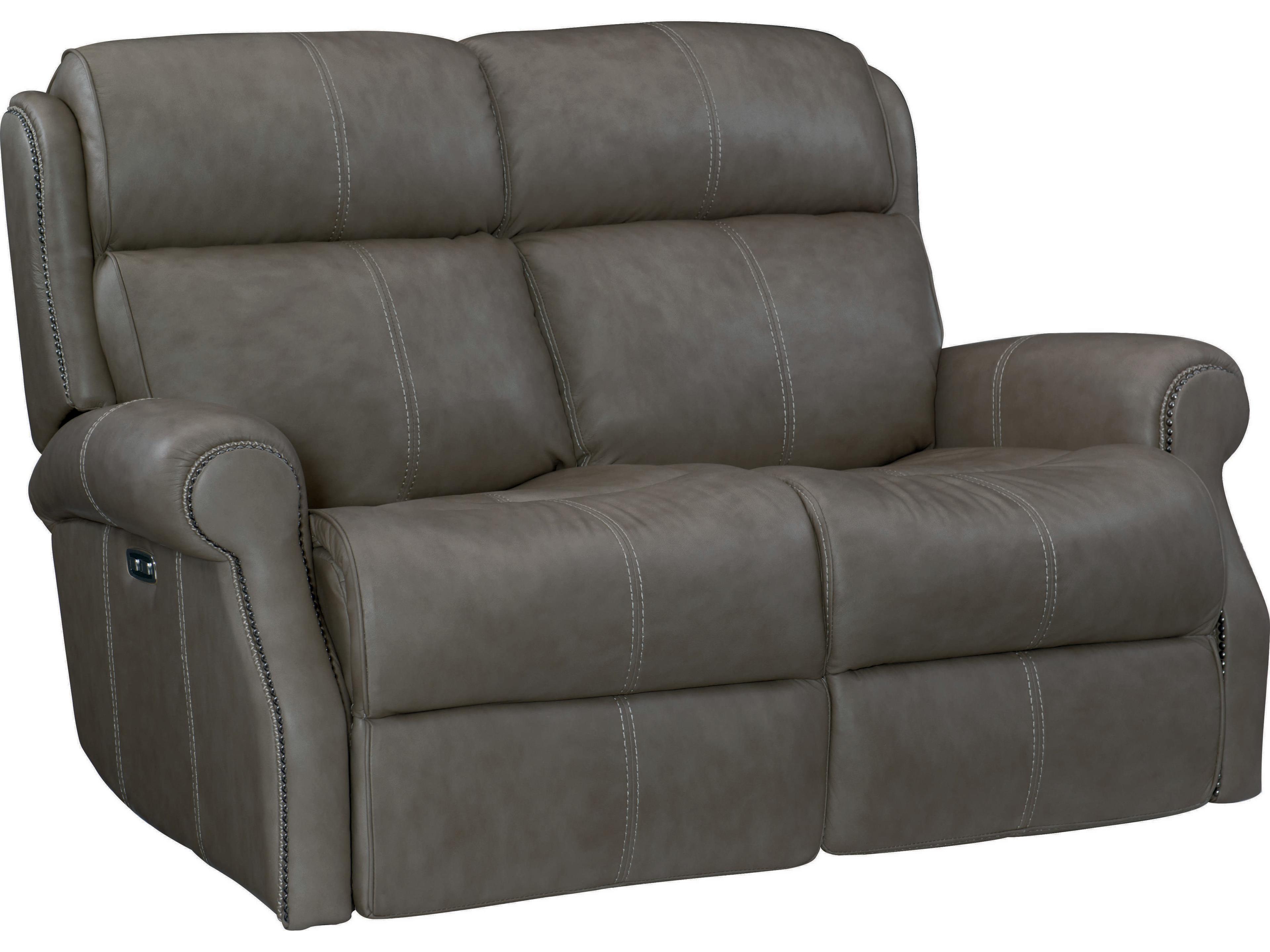 McGwire Power Motion Grey Leather Recliner Loveseat