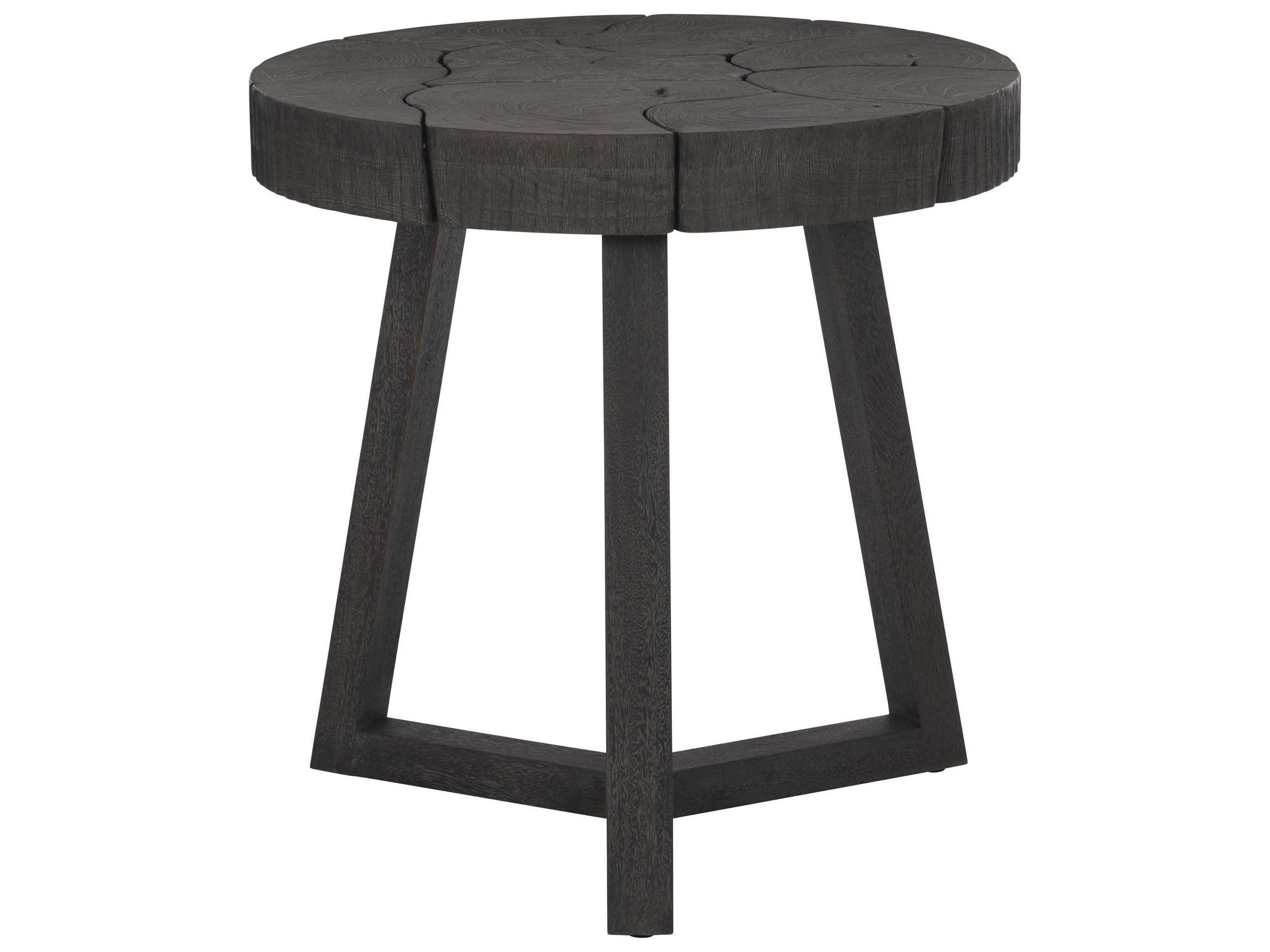 Interiors Lanita Round Teak Wood Side Table Smoked Truffle