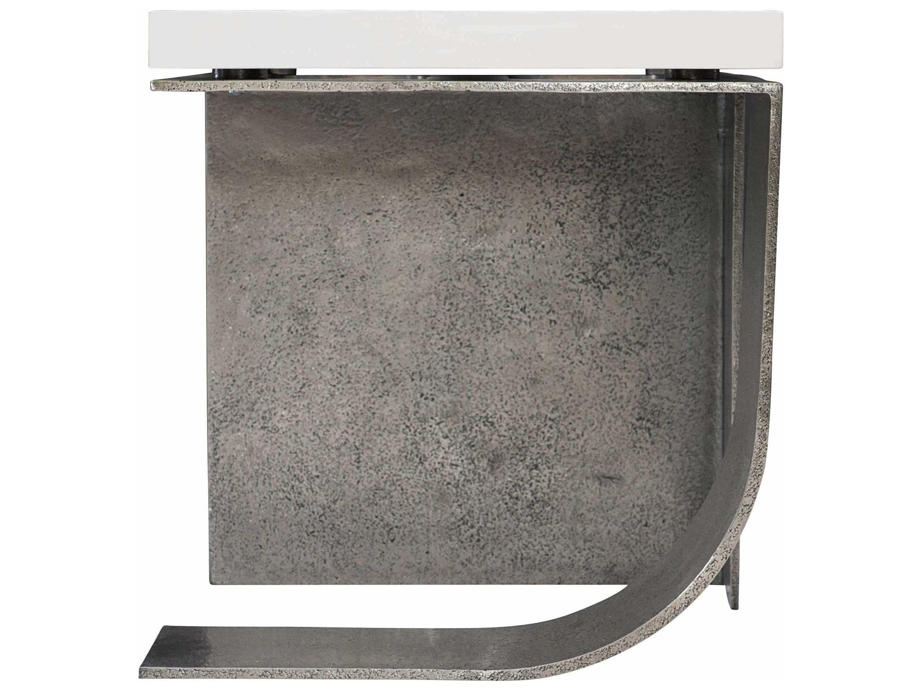 Interiors Rectangular Wood White Plaster Graphite End Table