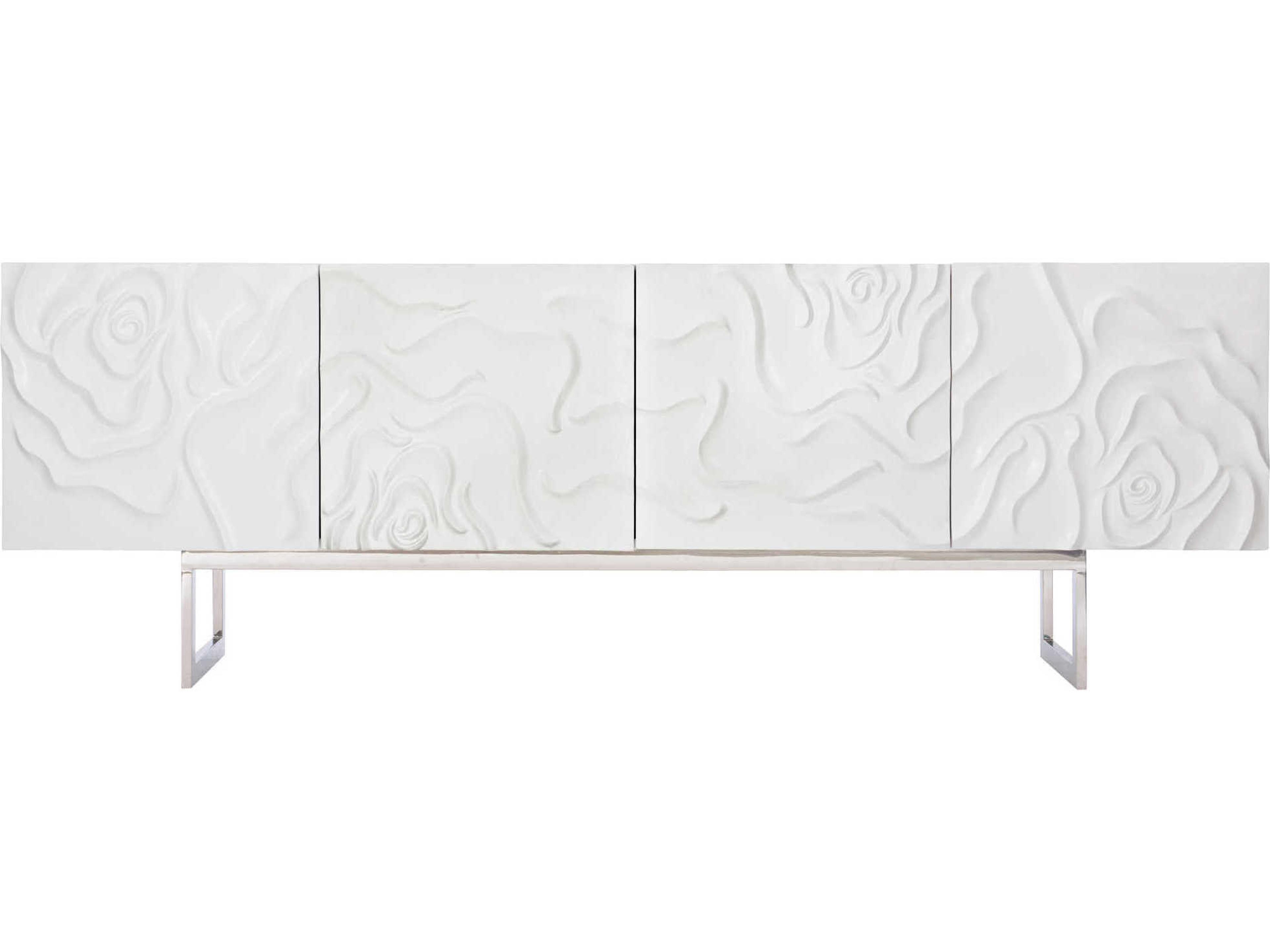 Bernhardt Interiors Penrose 88" White Plaster Polished Stainless Steel Credenza Credenza