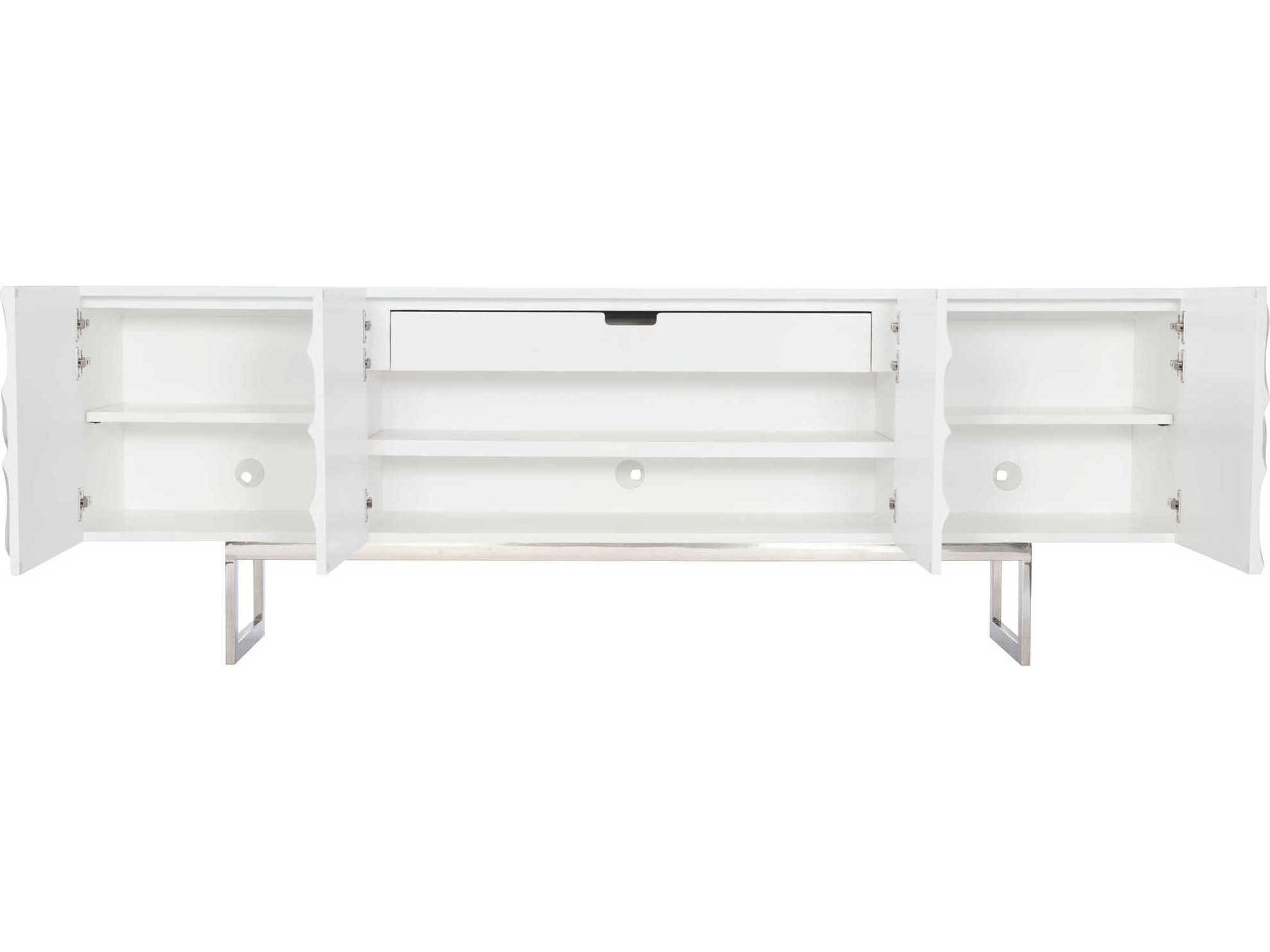Bernhardt Interiors Penrose 88" White Plaster Polished Stainless Steel Credenza Credenza