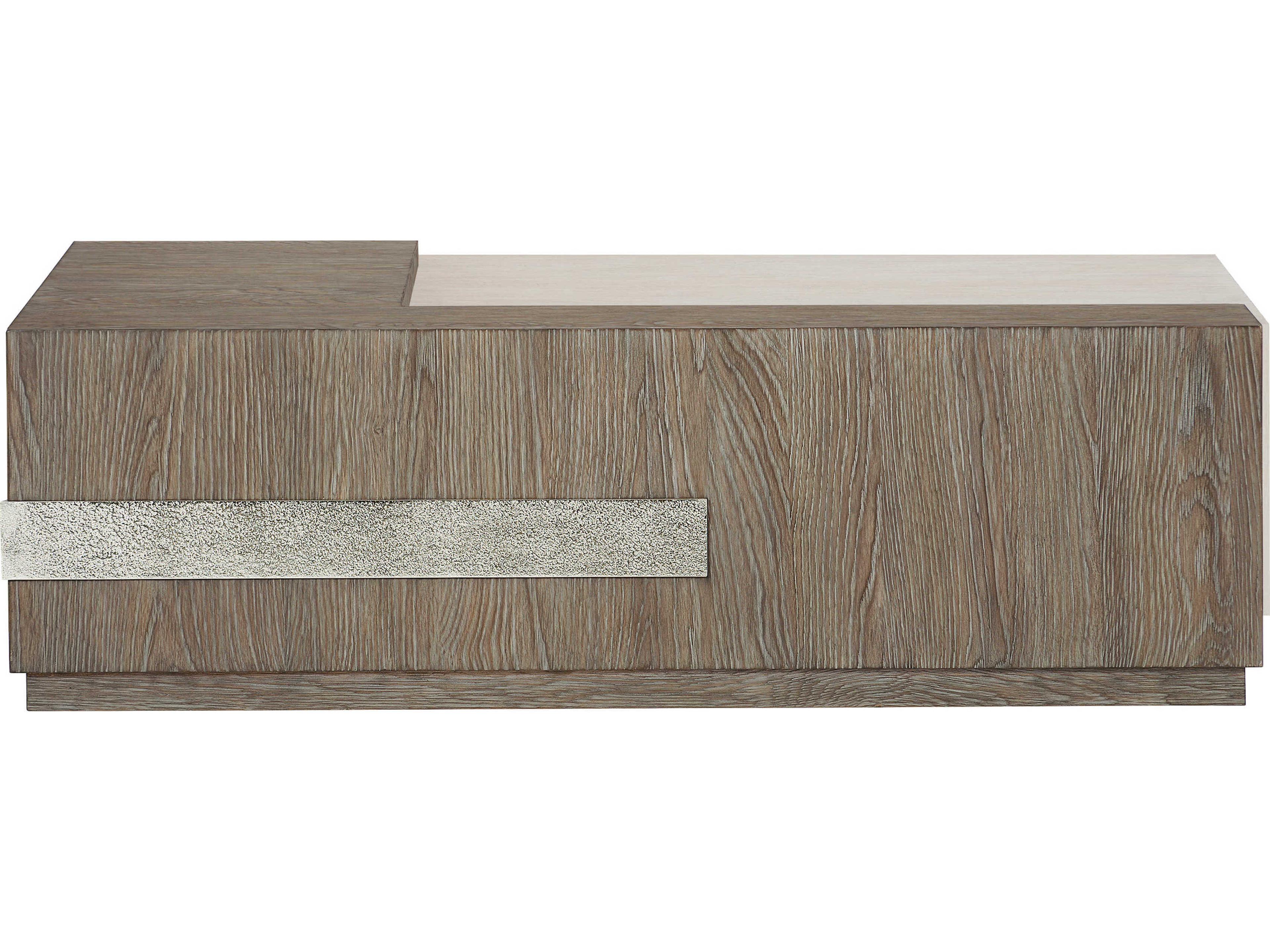 Ellis Rectangular Wood Tamarind Shiny Nickel Cocktail Table