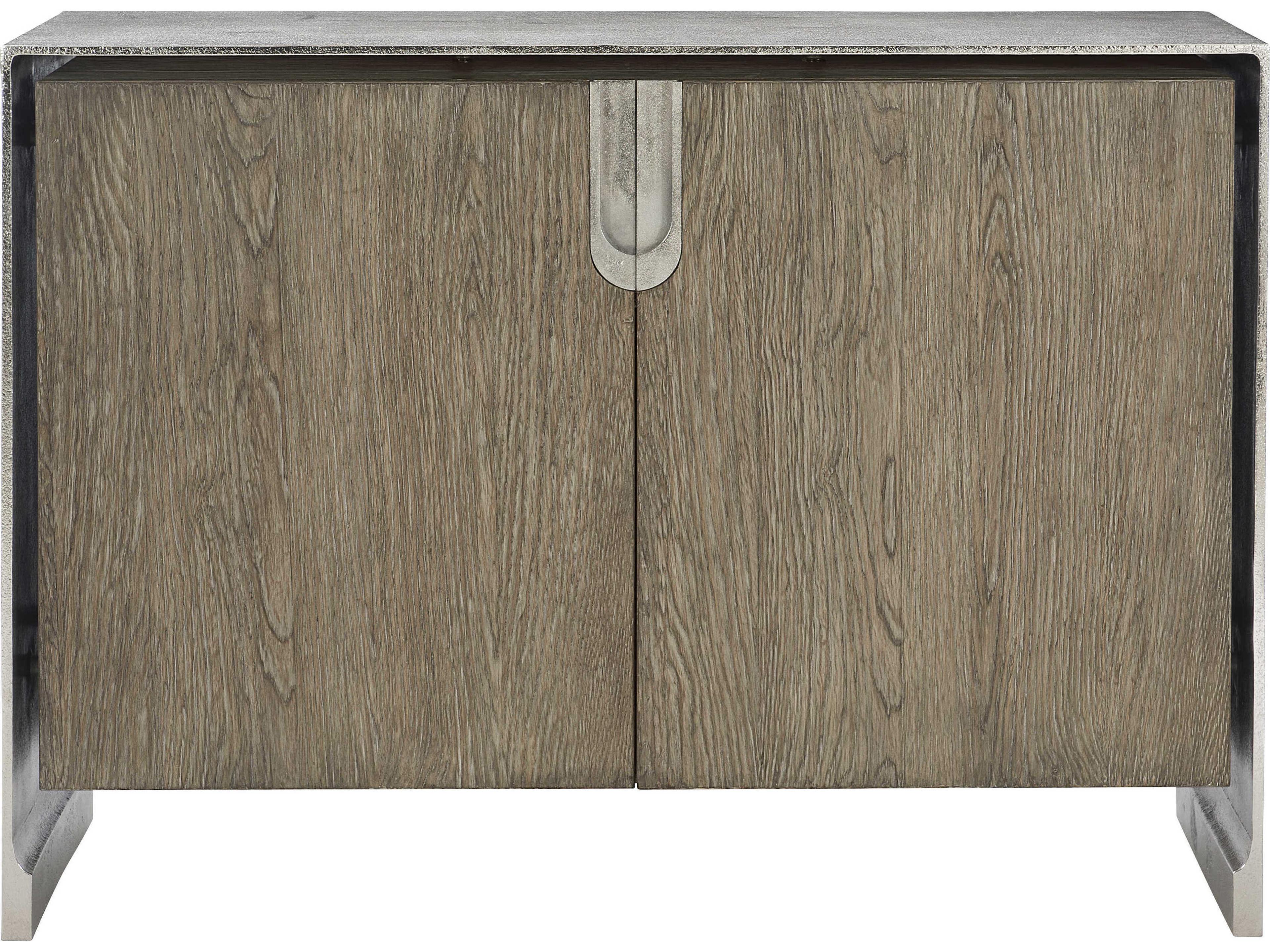 Bernhardt Interiors Ellis 48" Rubberwood Shiny Nickel Tamarind Door Chest