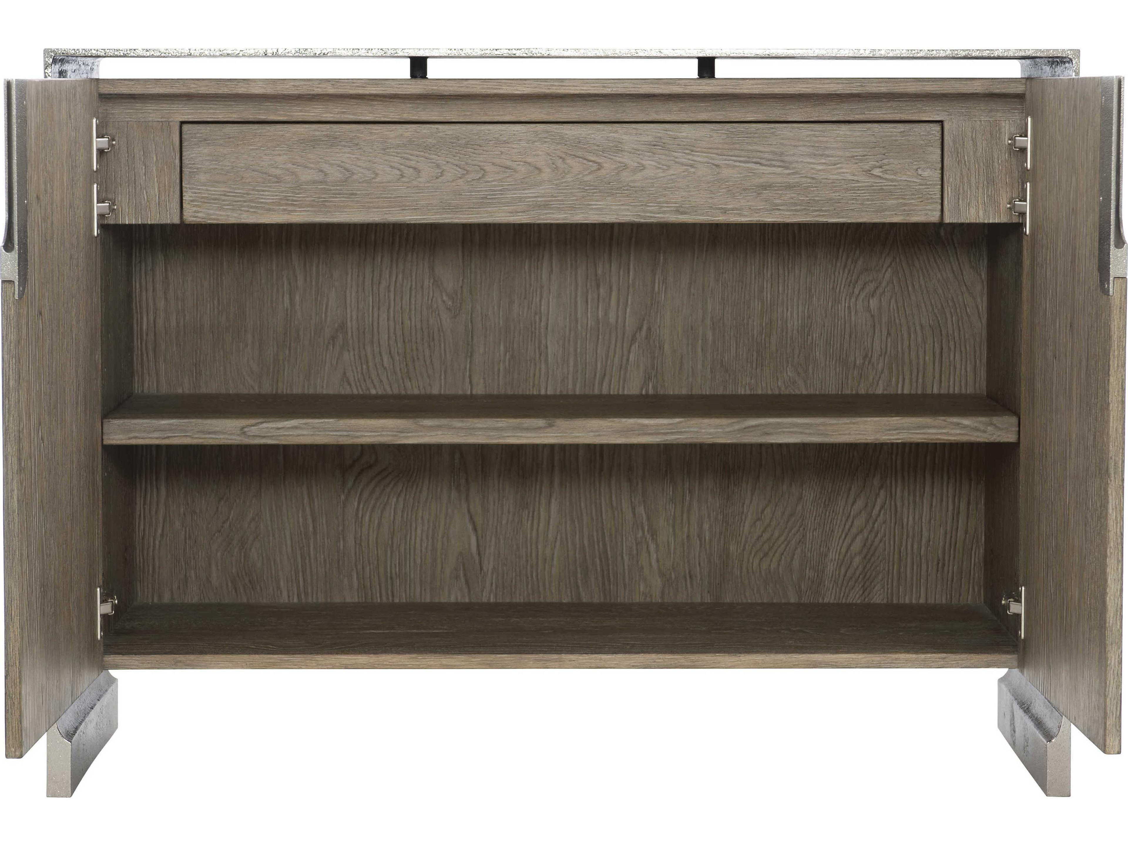 Bernhardt Interiors Ellis 48" Rubberwood Shiny Nickel Tamarind Door Chest
