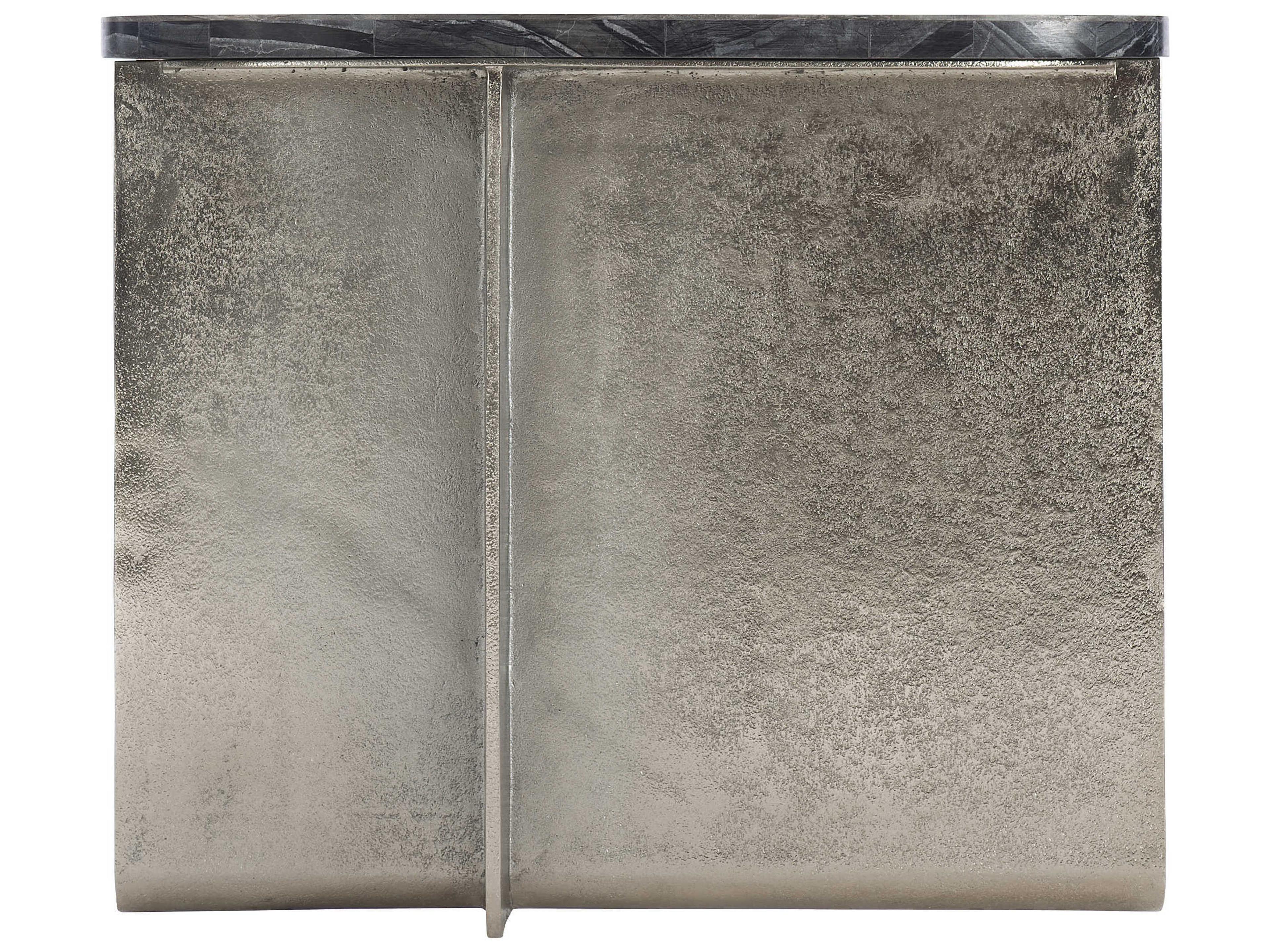 Bernhardt Linea Tegan Black Forest Marble Shiny Nickel End Table