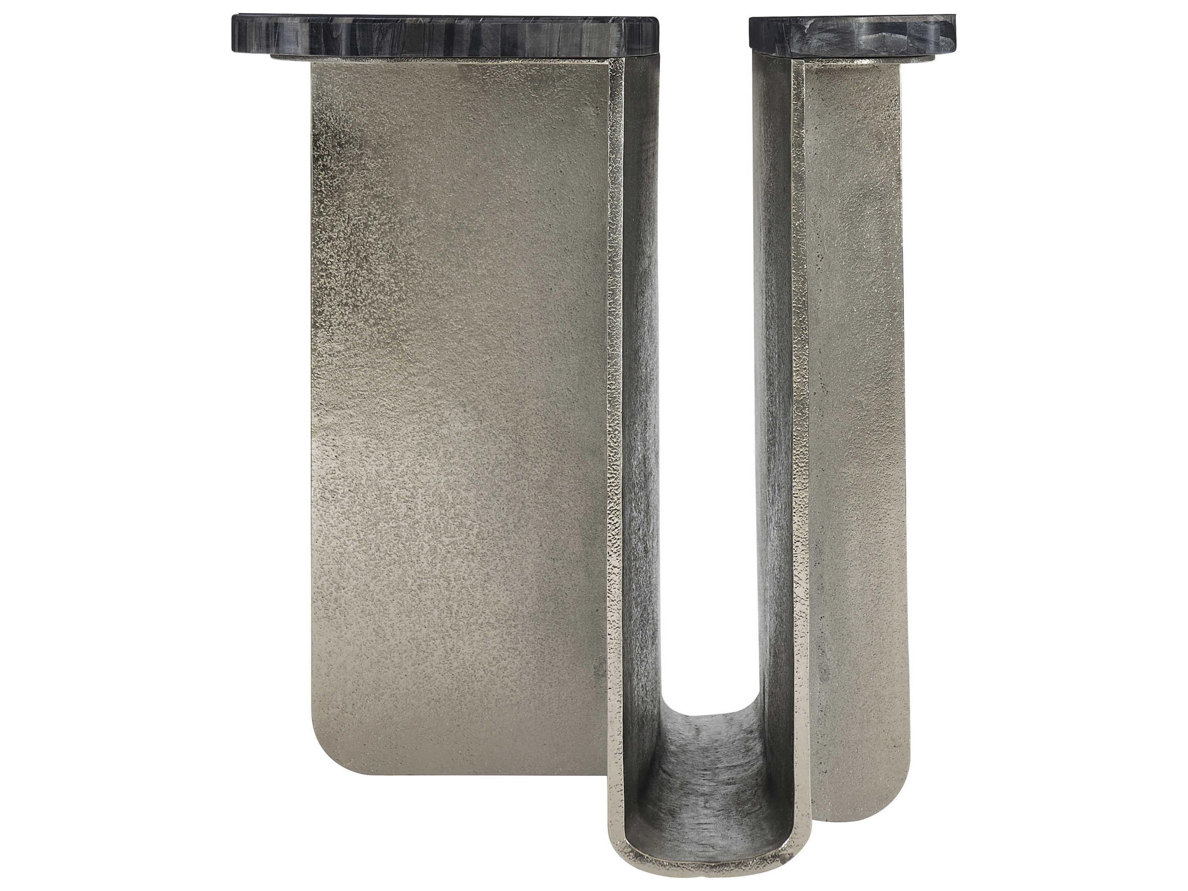 Bernhardt Linea Tegan Black Forest Marble Shiny Nickel End Table