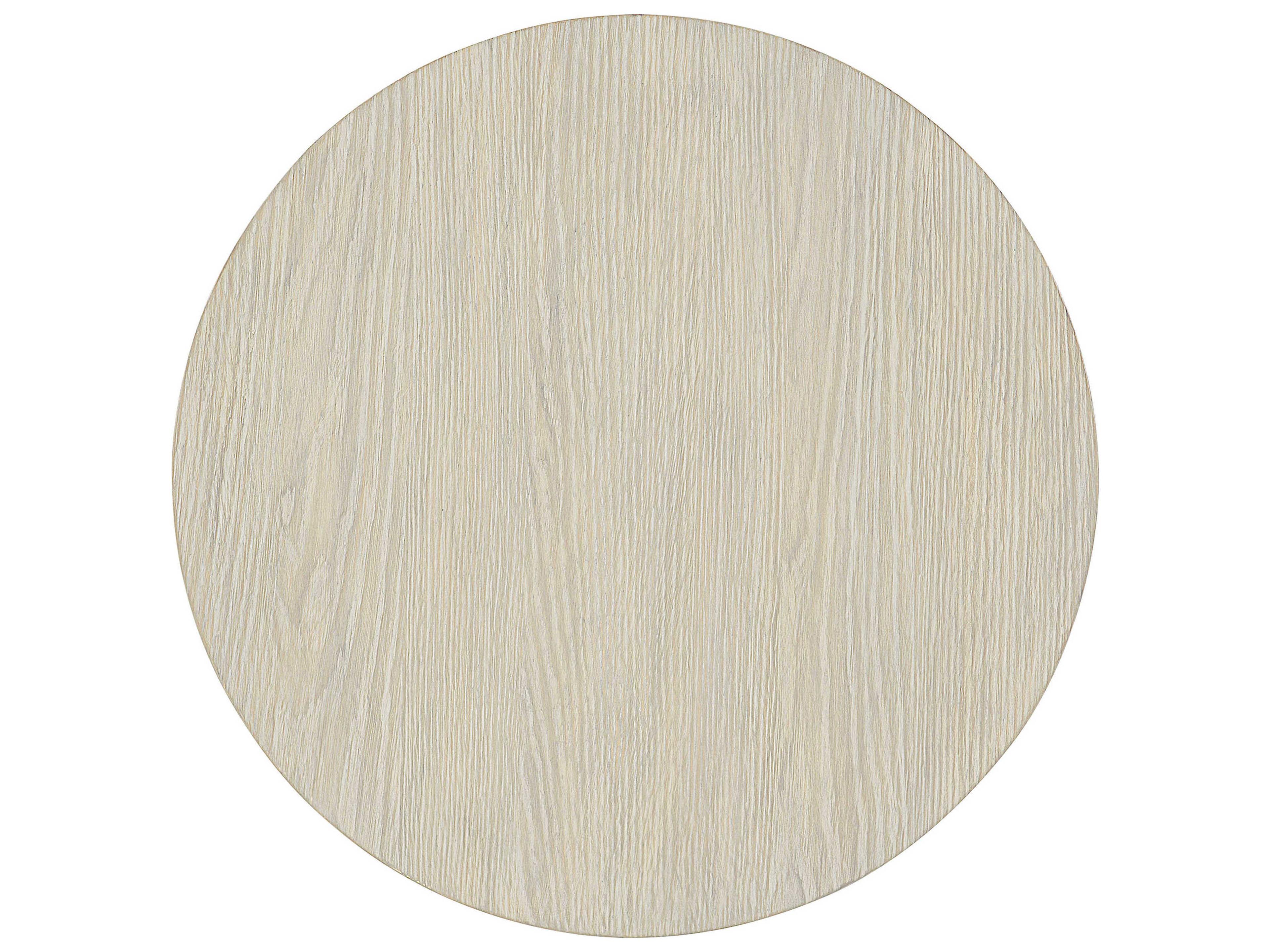 Bernhardt Interiors Ellis Round Wood Jicama Shiny Nickel End Table