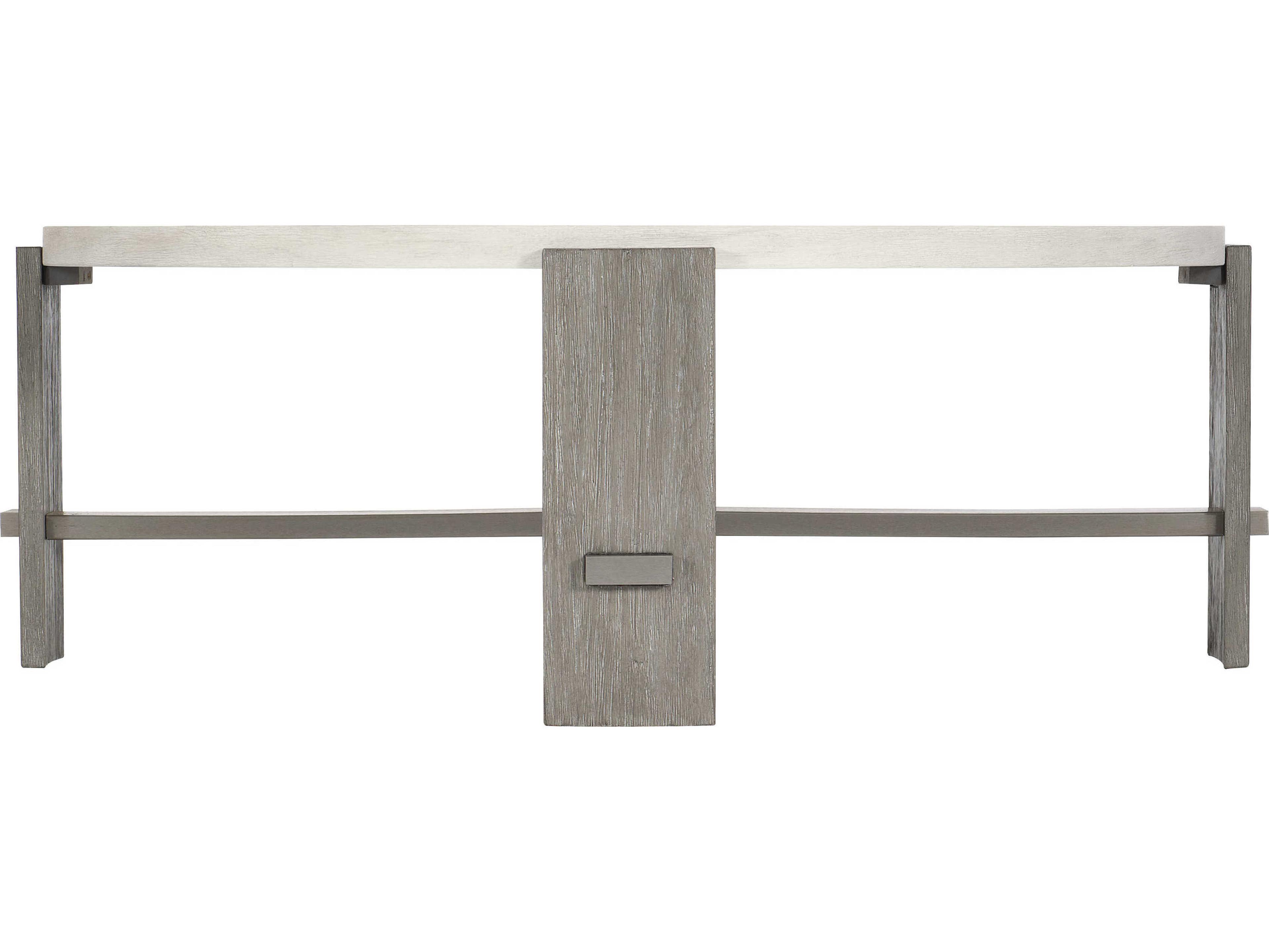 Bernhardt Foundations Round Wood Linen Light Shale Cocktail Table