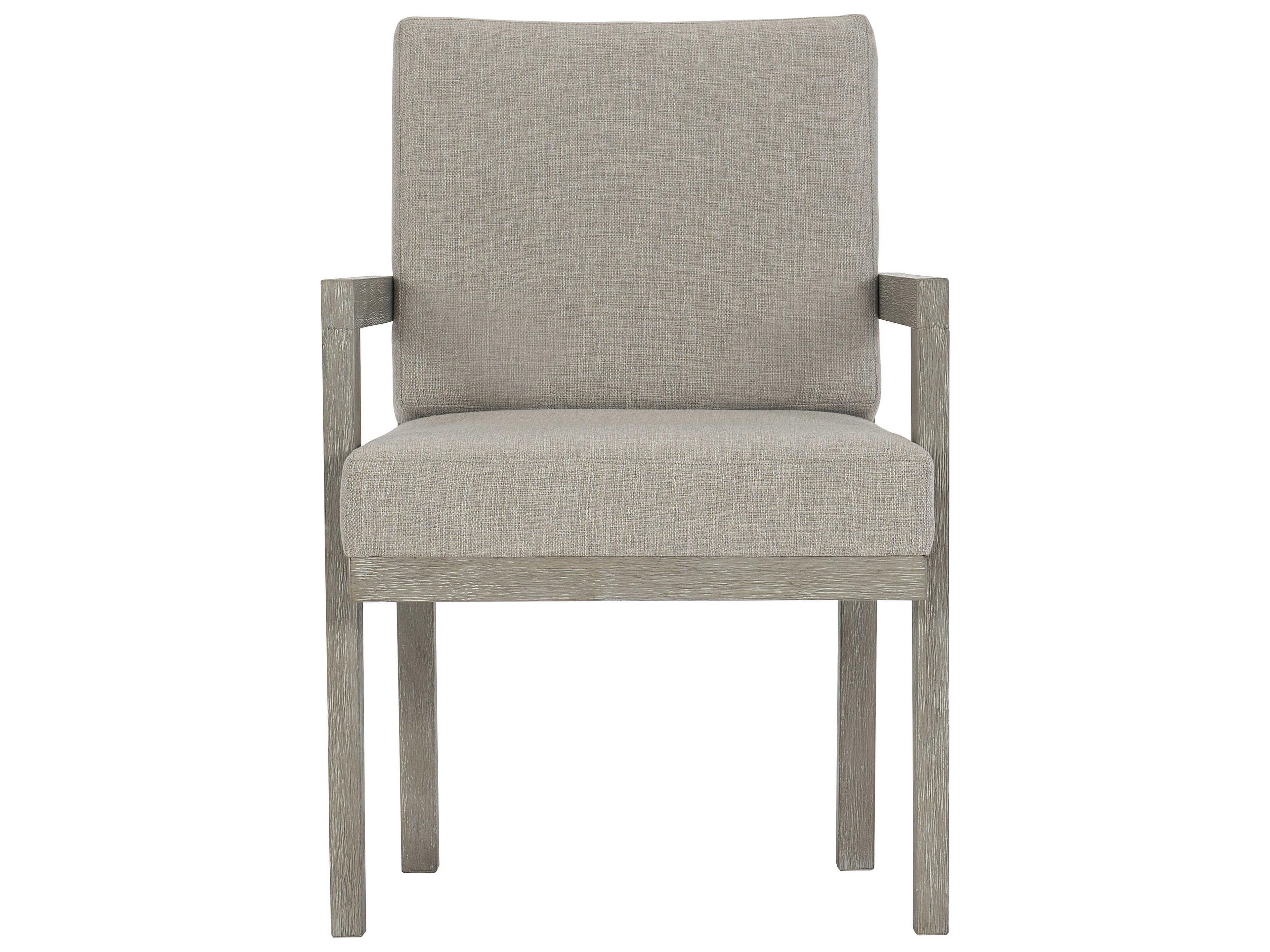 Bernhardt Foundations Fabric Gray Upholstered Arm Dining Chair
