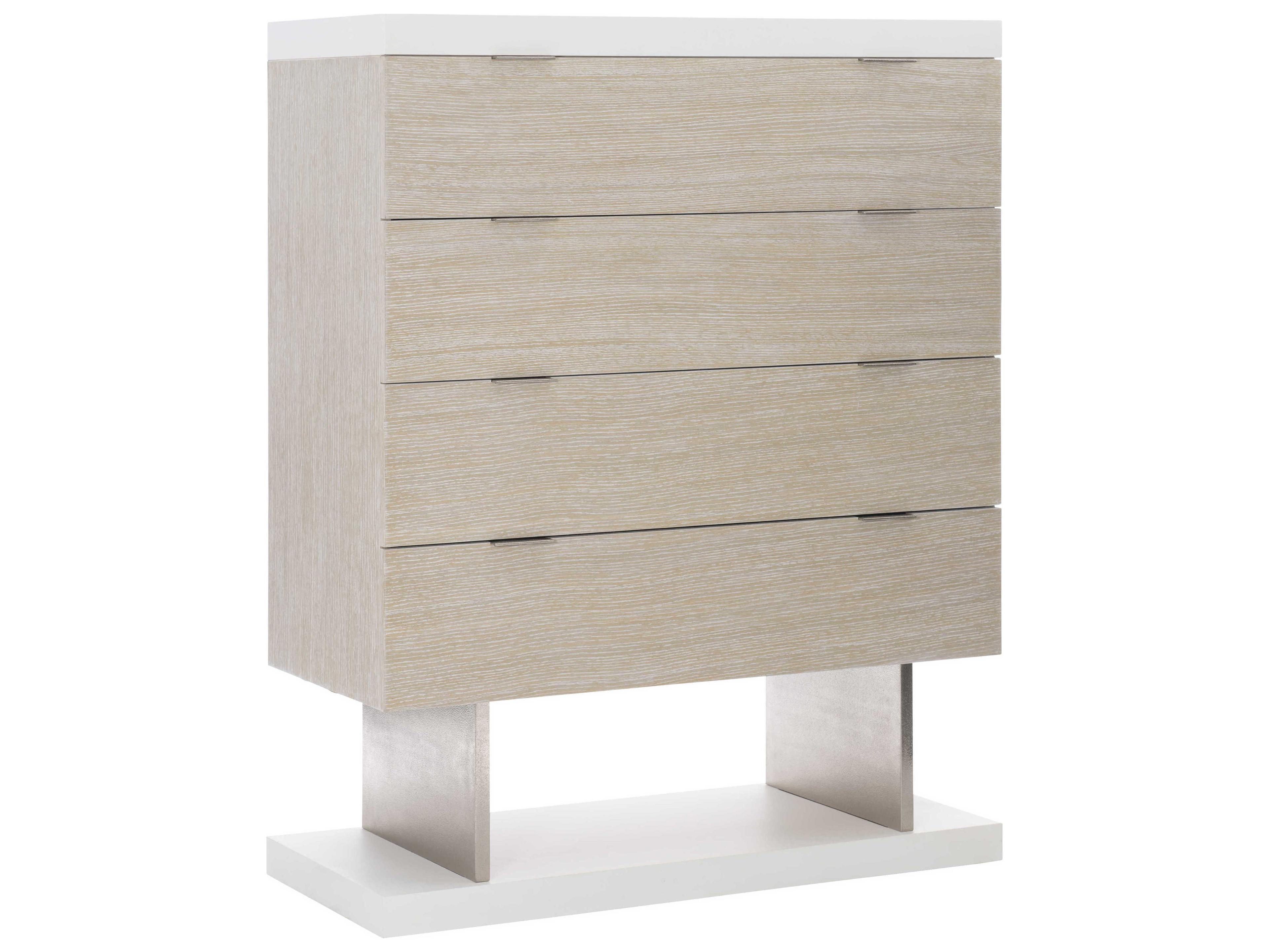 Solaria 4-Drawer Tall Chest in Dune and Fossil with Nickel Accents
