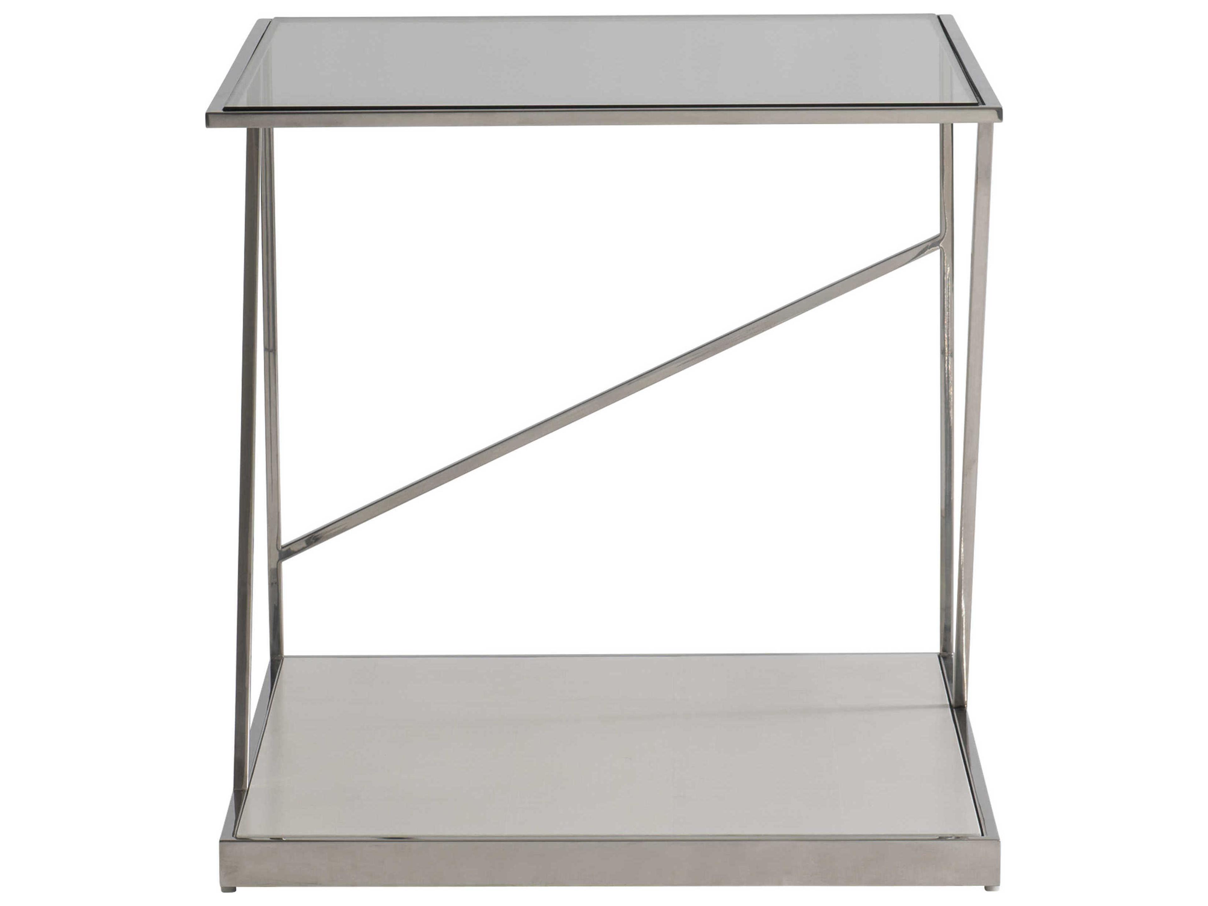 Bernhardt Maymont Rectangular Glass Powder Polished Stainless Steel End Table