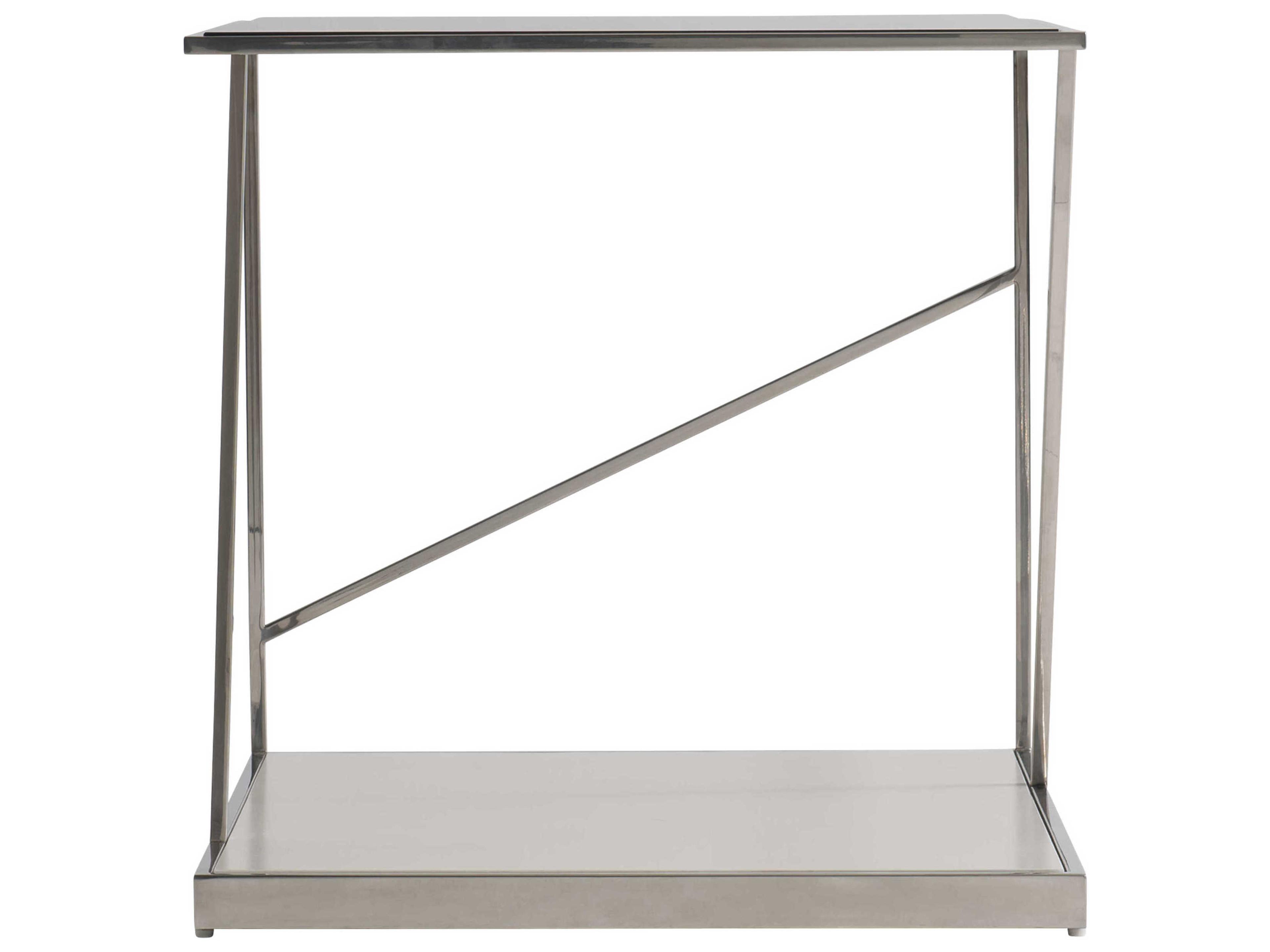Bernhardt Maymont Rectangular Glass Powder Polished Stainless Steel End Table