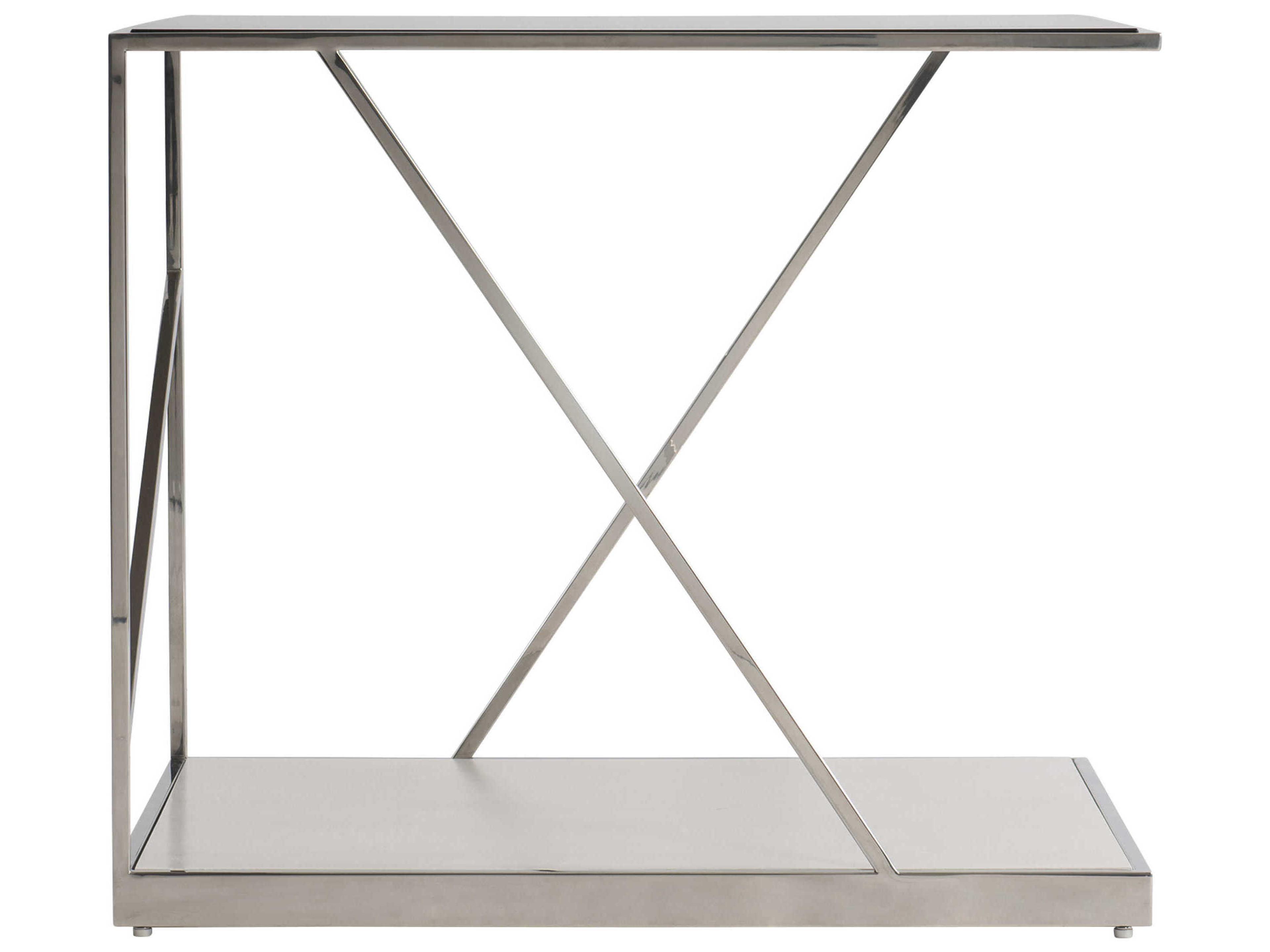 Bernhardt Maymont Rectangular Glass Powder Polished Stainless Steel End Table