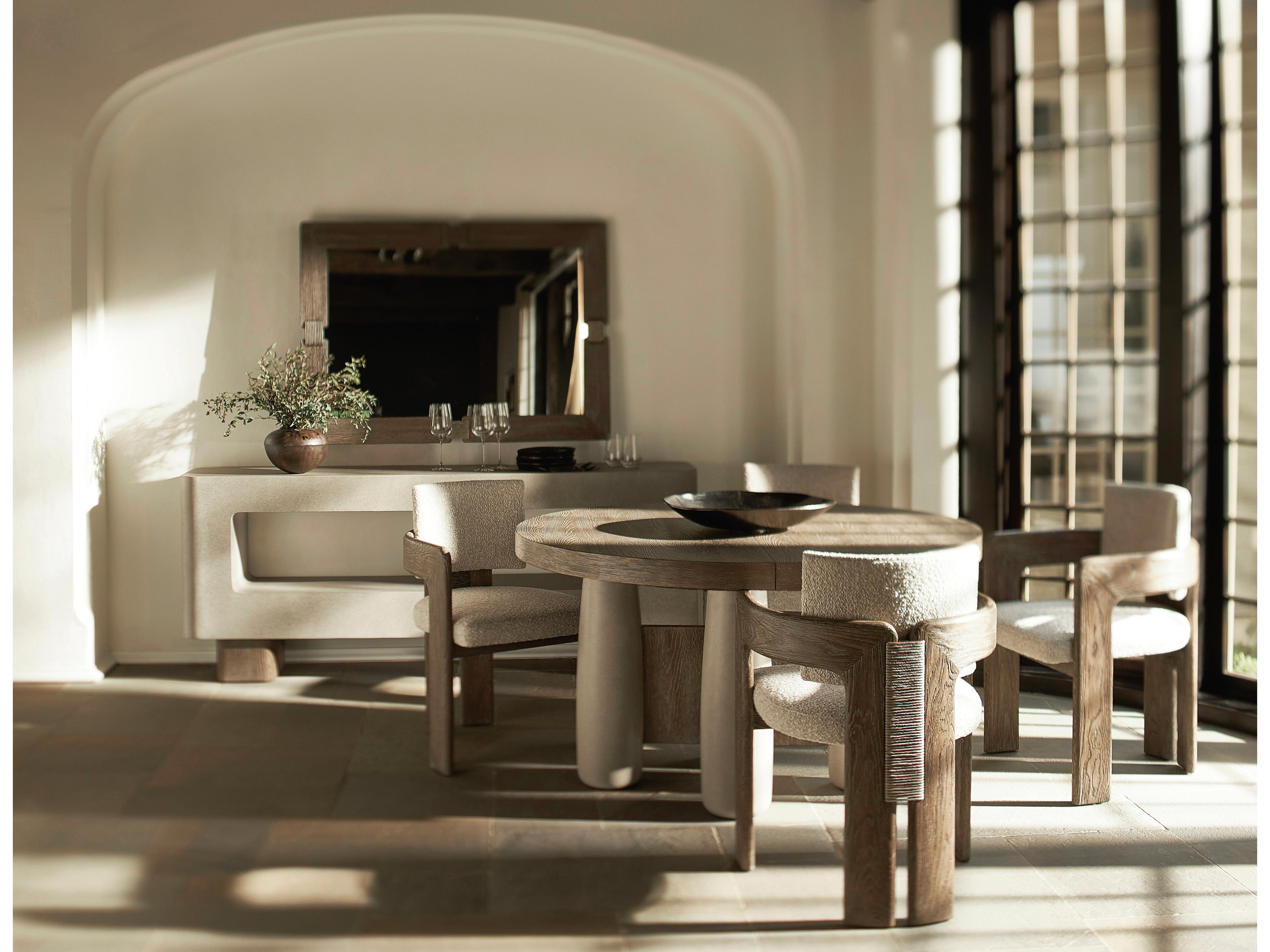 Bernhardt Casa Paros White Upholstered Arm Decorative Back Dining Chair