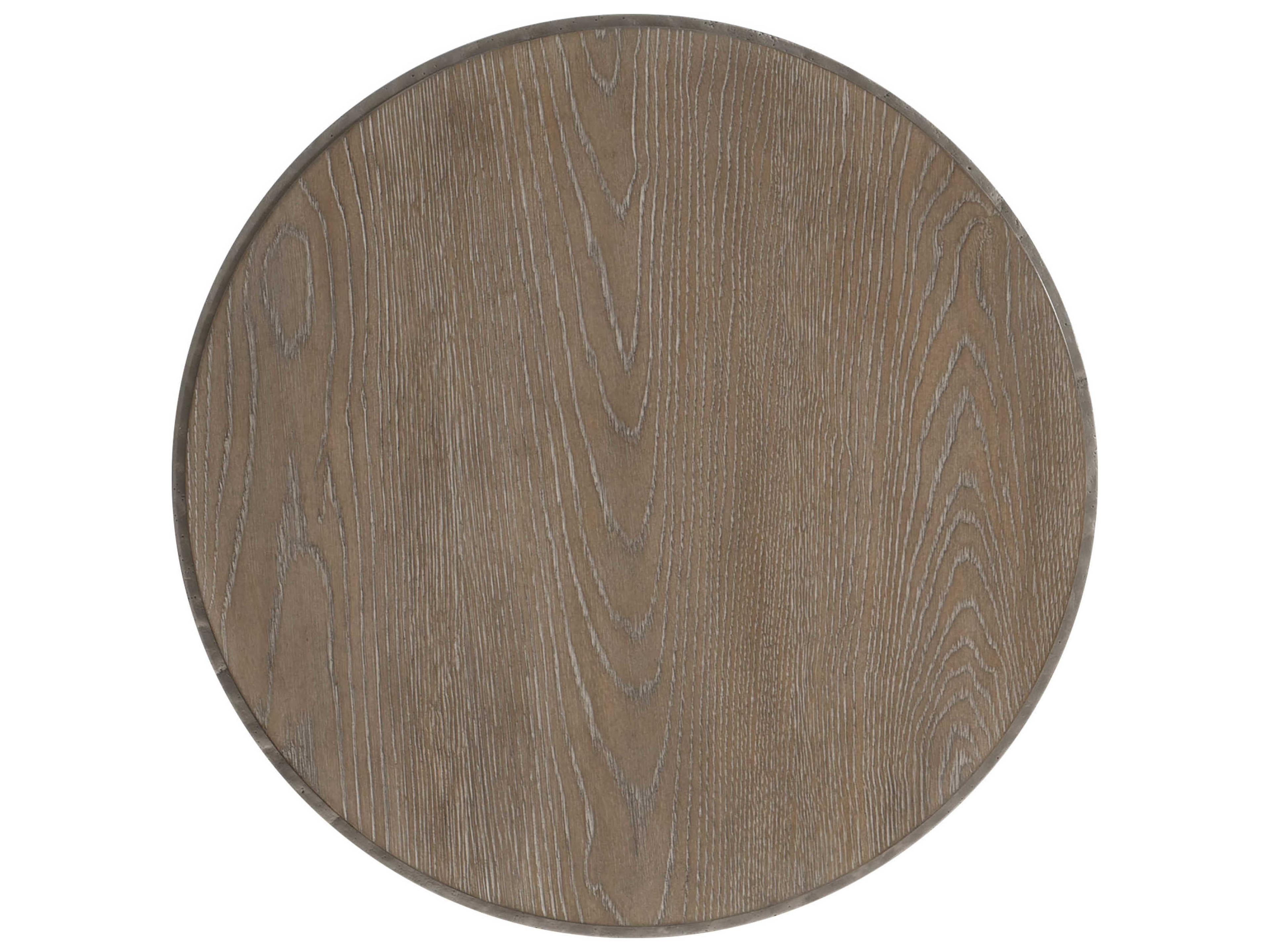 Bernhardt Aventura Round Wood Marcona Frosted Nickel End Table