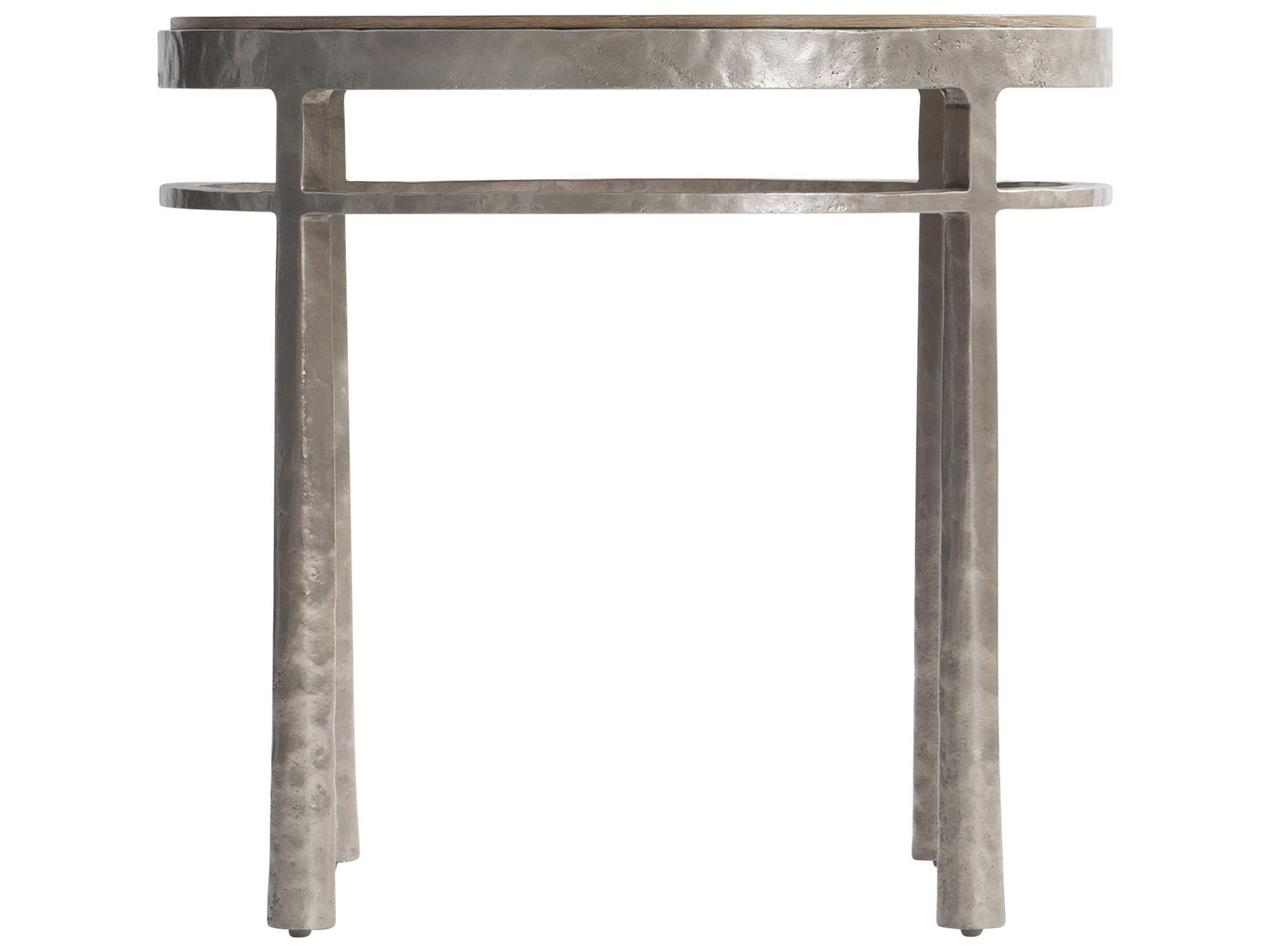 Bernhardt Aventura Round Wood Marcona Frosted Nickel End Table