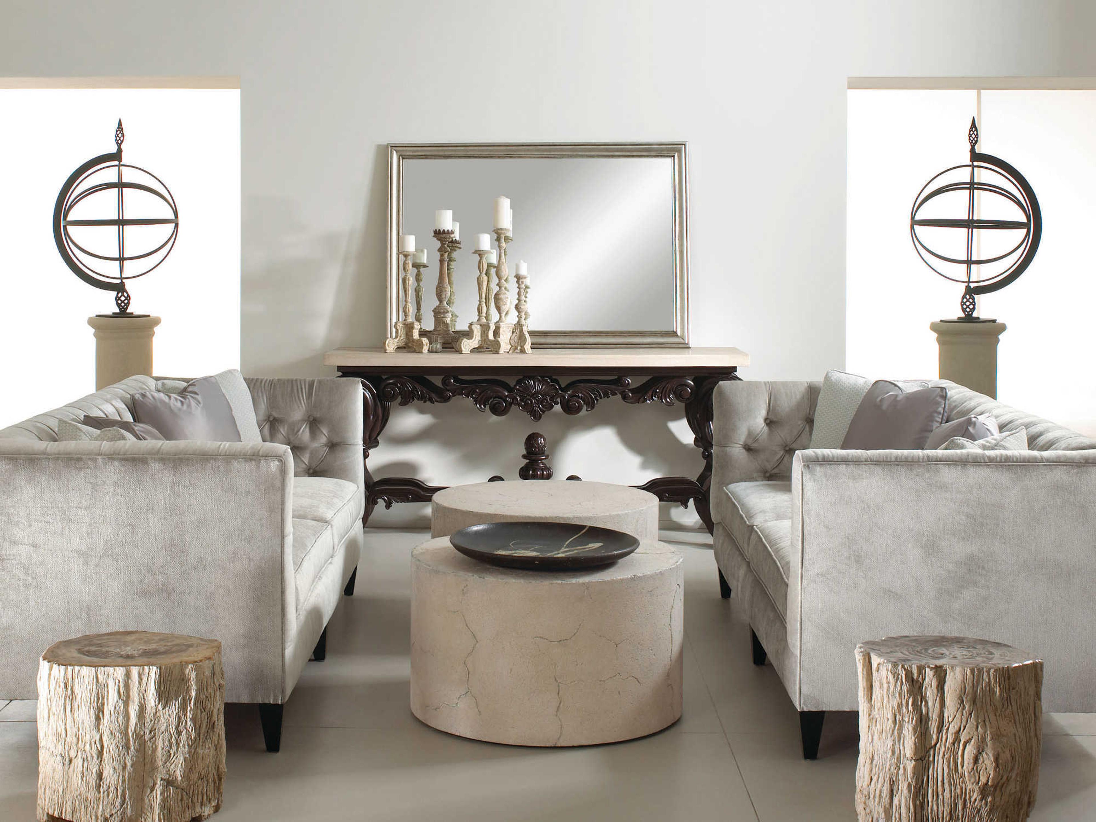 Bernhardt Interiors Casegoods Petrified Round Wood Natural End Table