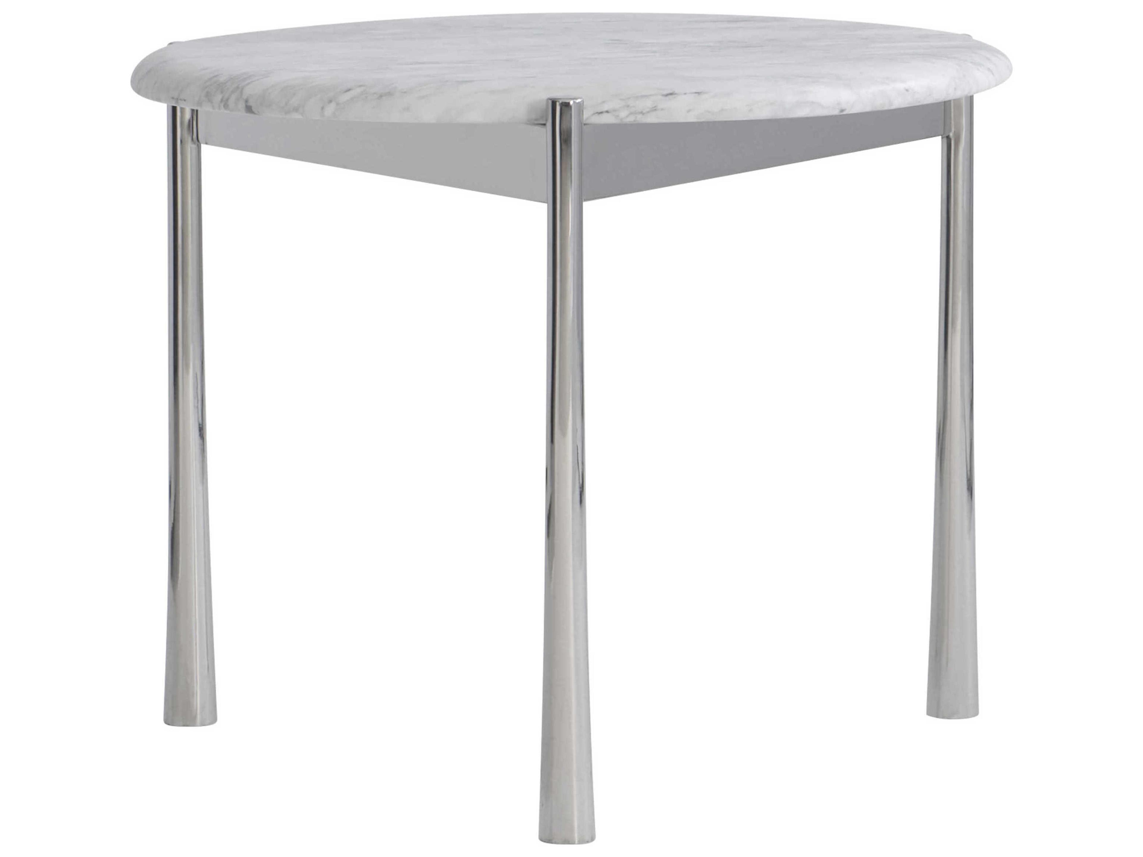 Arris Round Honed Arabescato Marble Polished Stainless Steel End Table