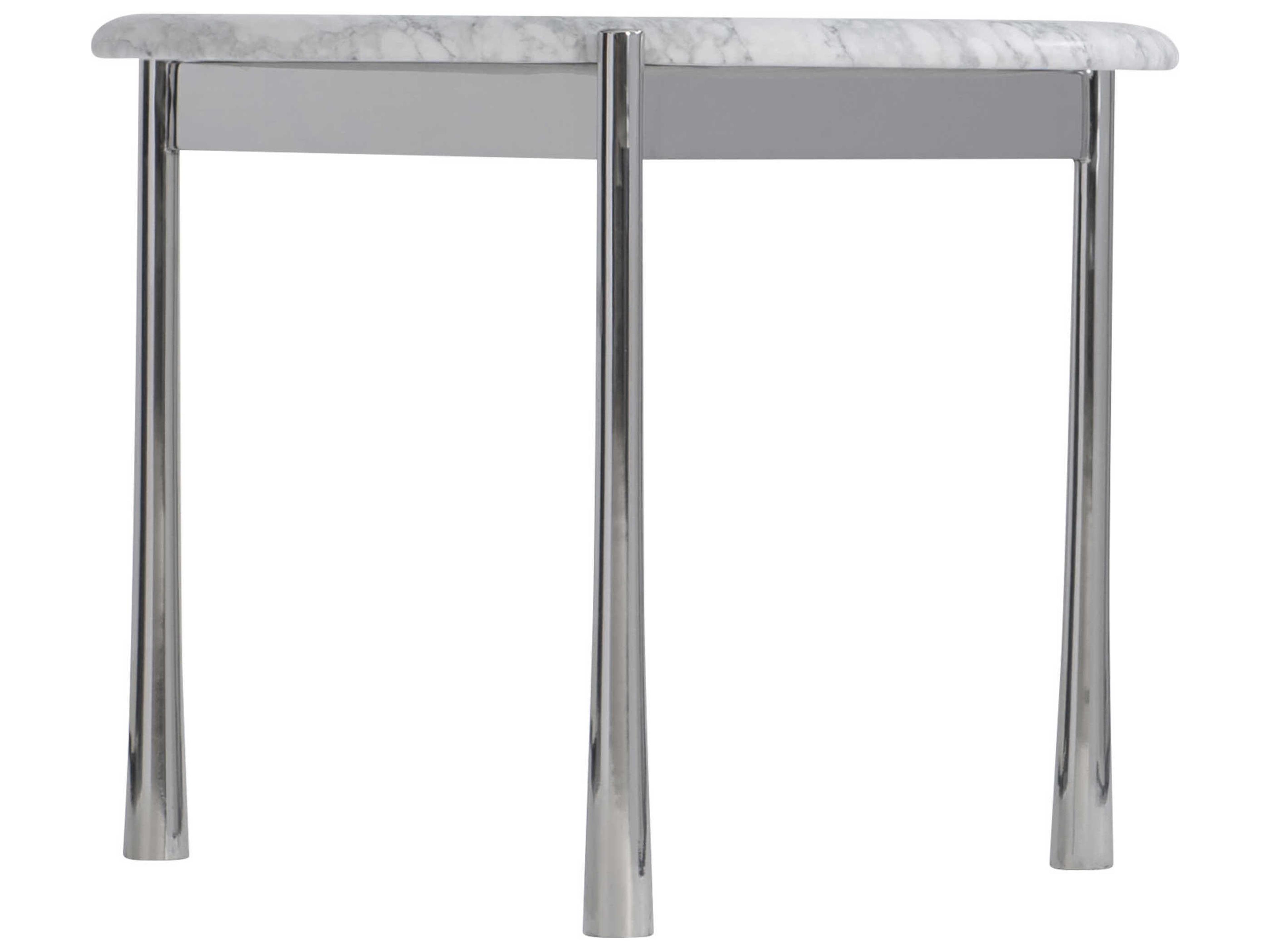 Bernhardt Arris Round Honed Arabescato Marble Polished Stainless Steel End Table