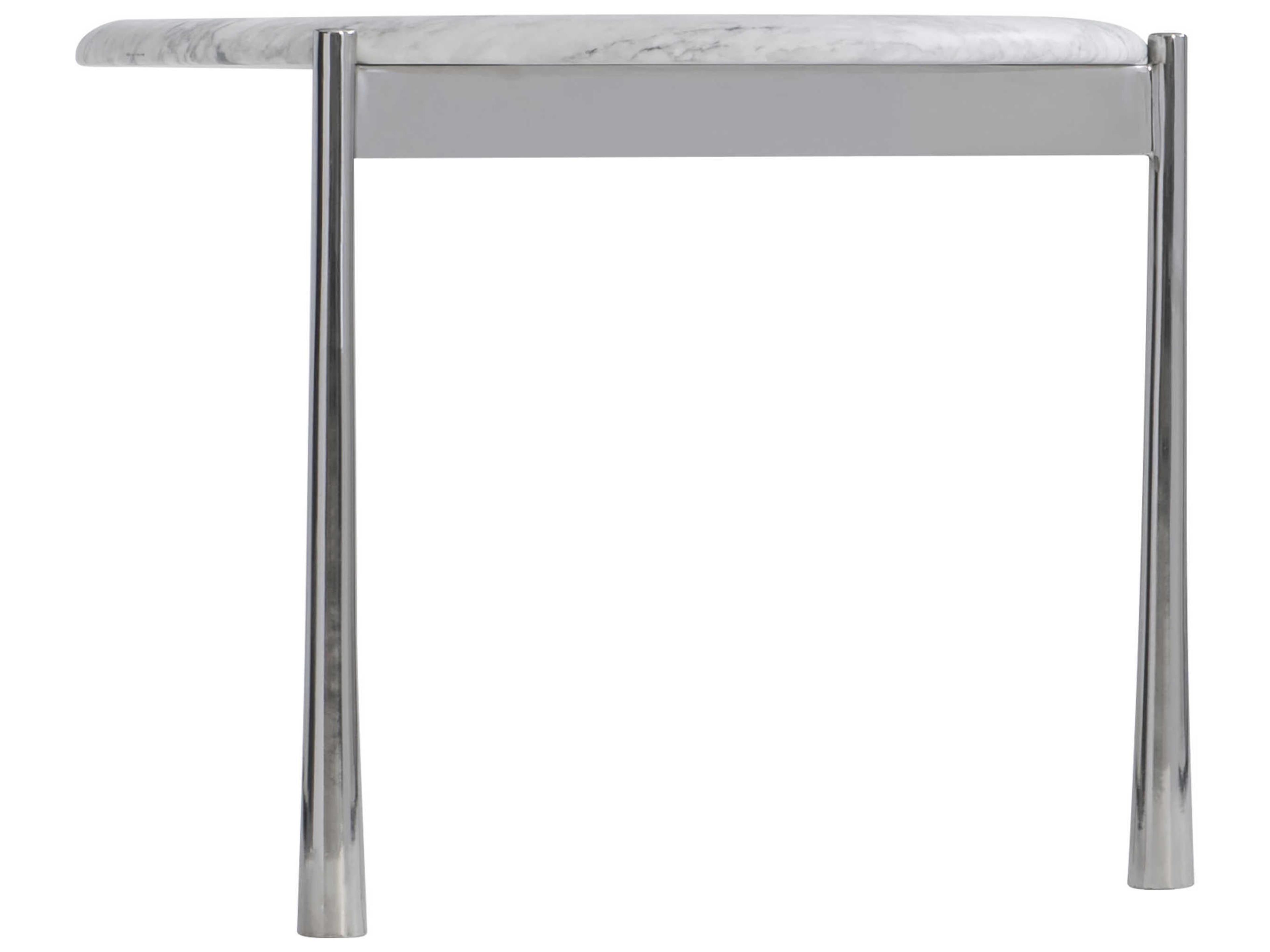 Bernhardt Arris Round Honed Arabescato Marble Polished Stainless Steel End Table