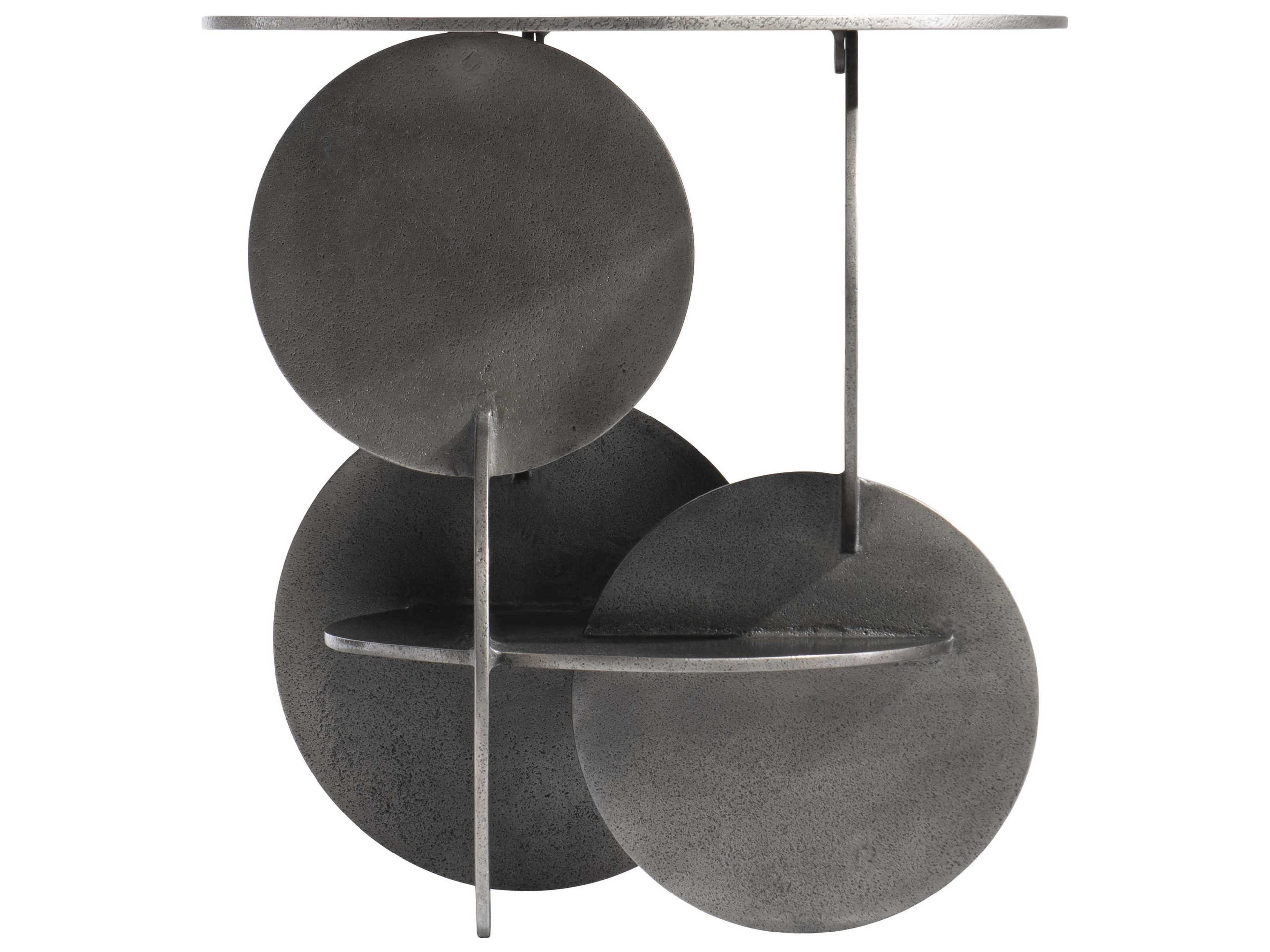 Bernhardt Interiors Tribus Round Metal Graphite End Table