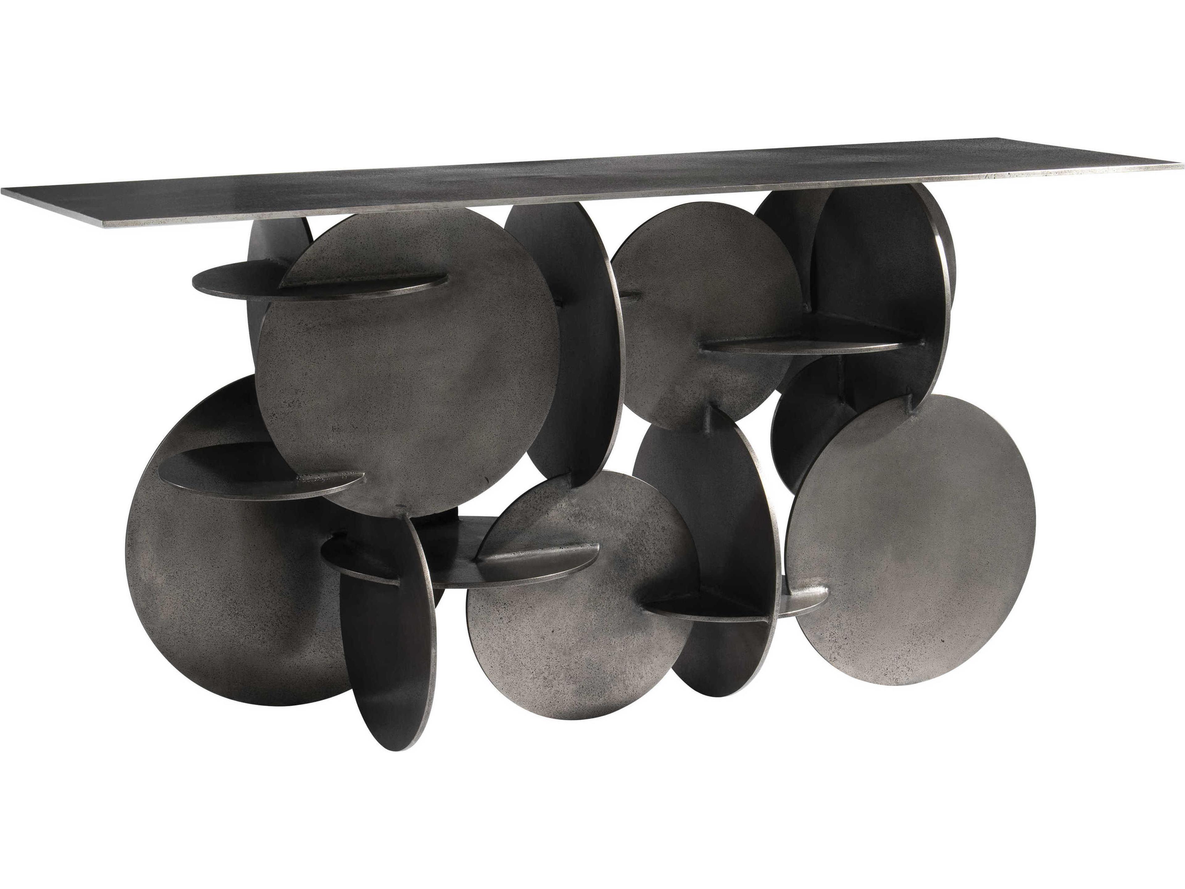 Bernhardt Interiors Tribus Rectangular Metal Graphite Console Table