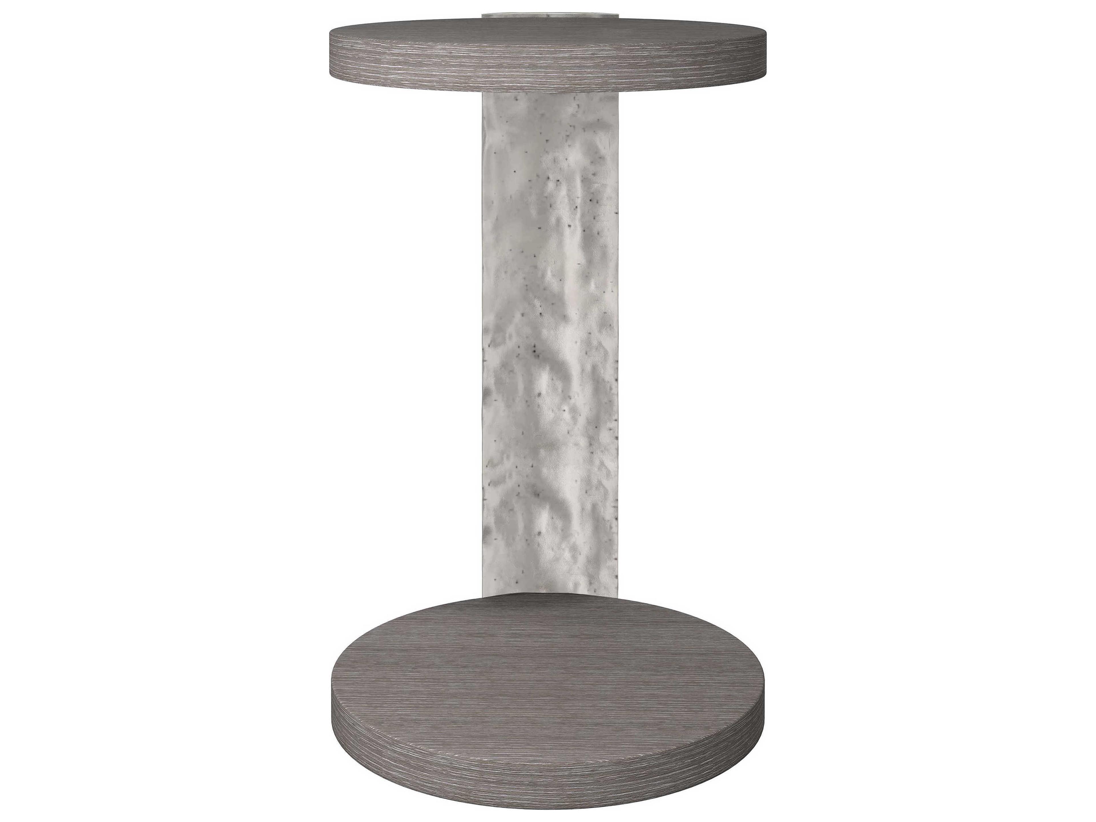 Prado Accent Table in Porcini Wood and Bright Graphite Metal