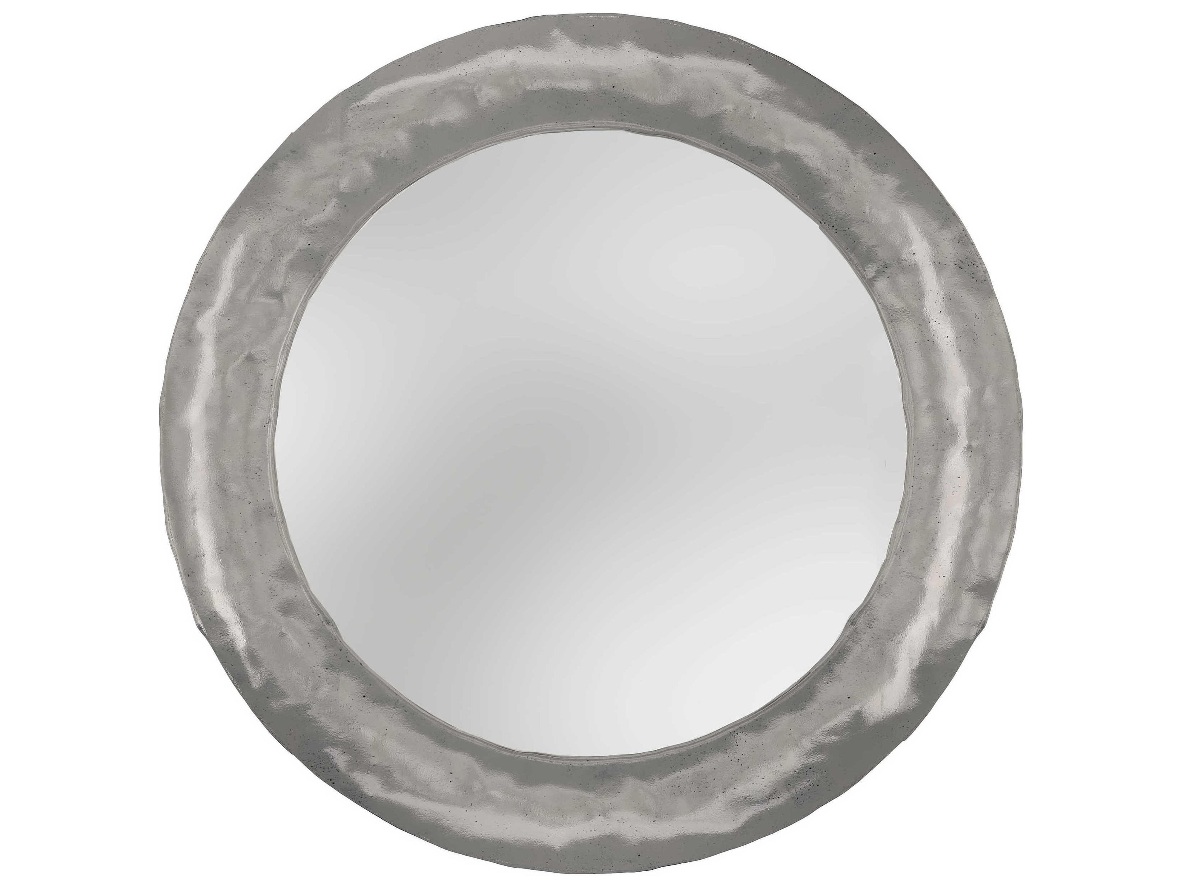 Prado Round Wall Mirror in Bright Graphite with Hammered Texture