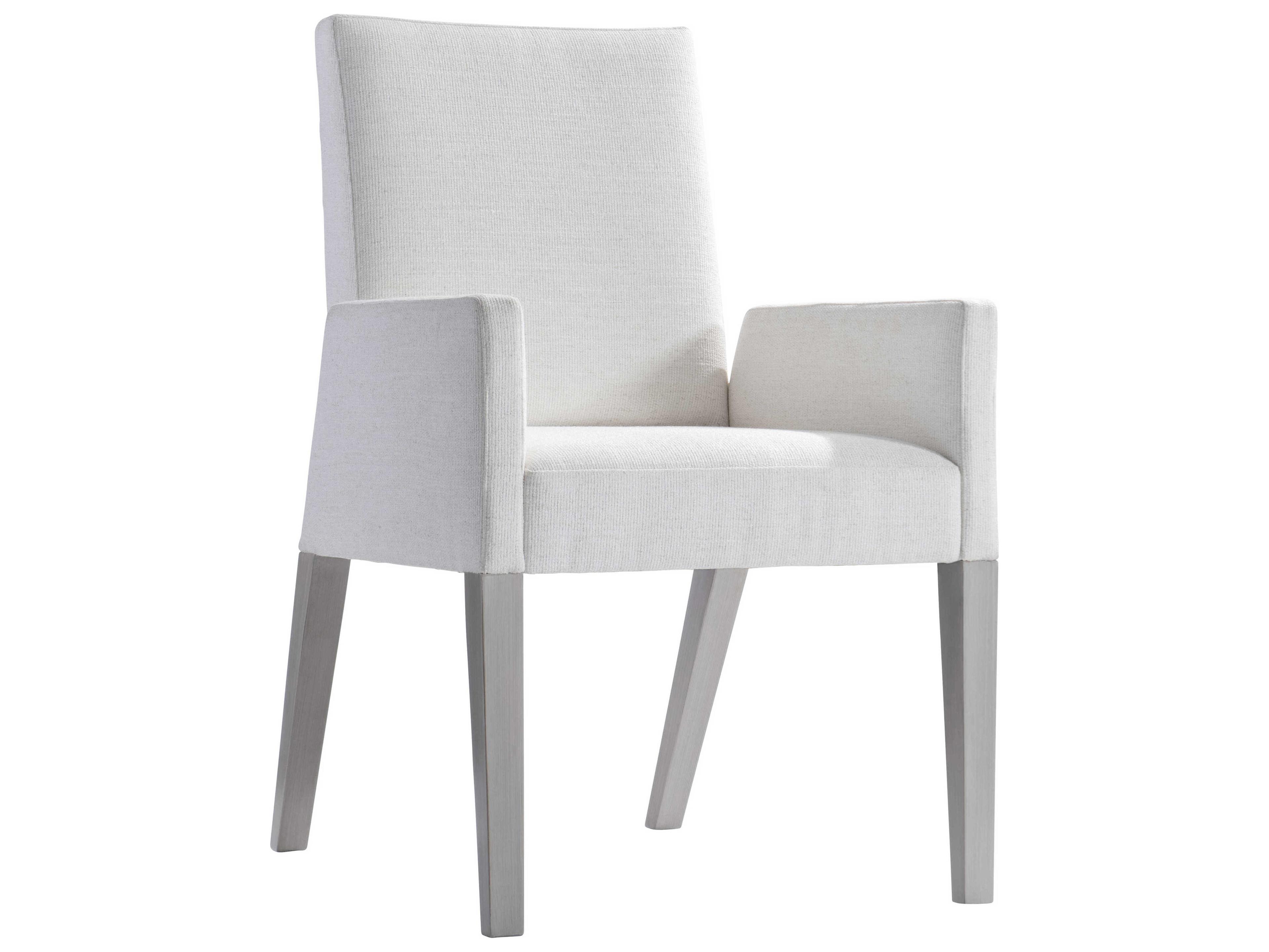 Stratum Fabric White Upholstered Arm Dining Chair