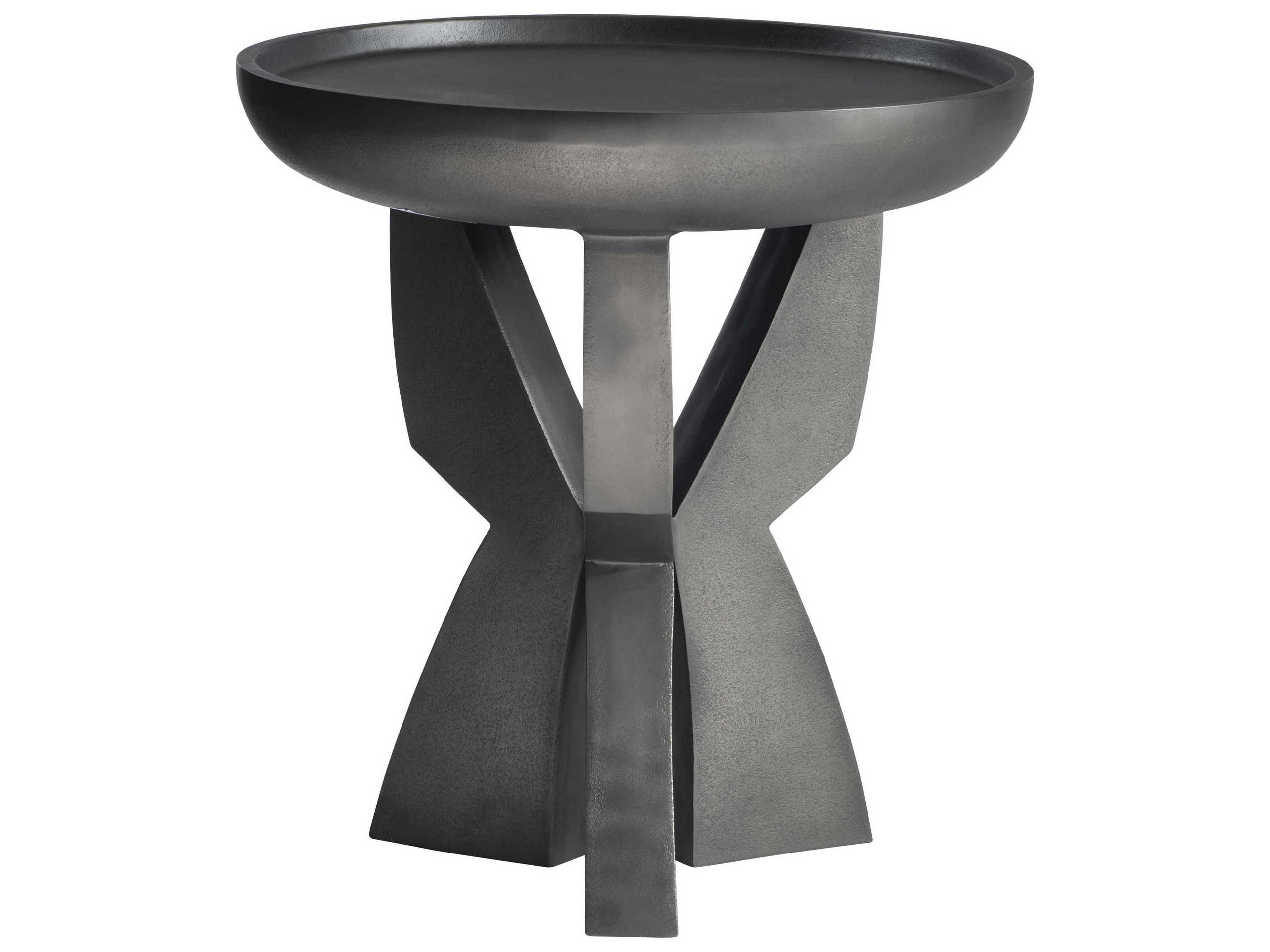 Bernhardt Mazo Round Metal Black Nickel End Table