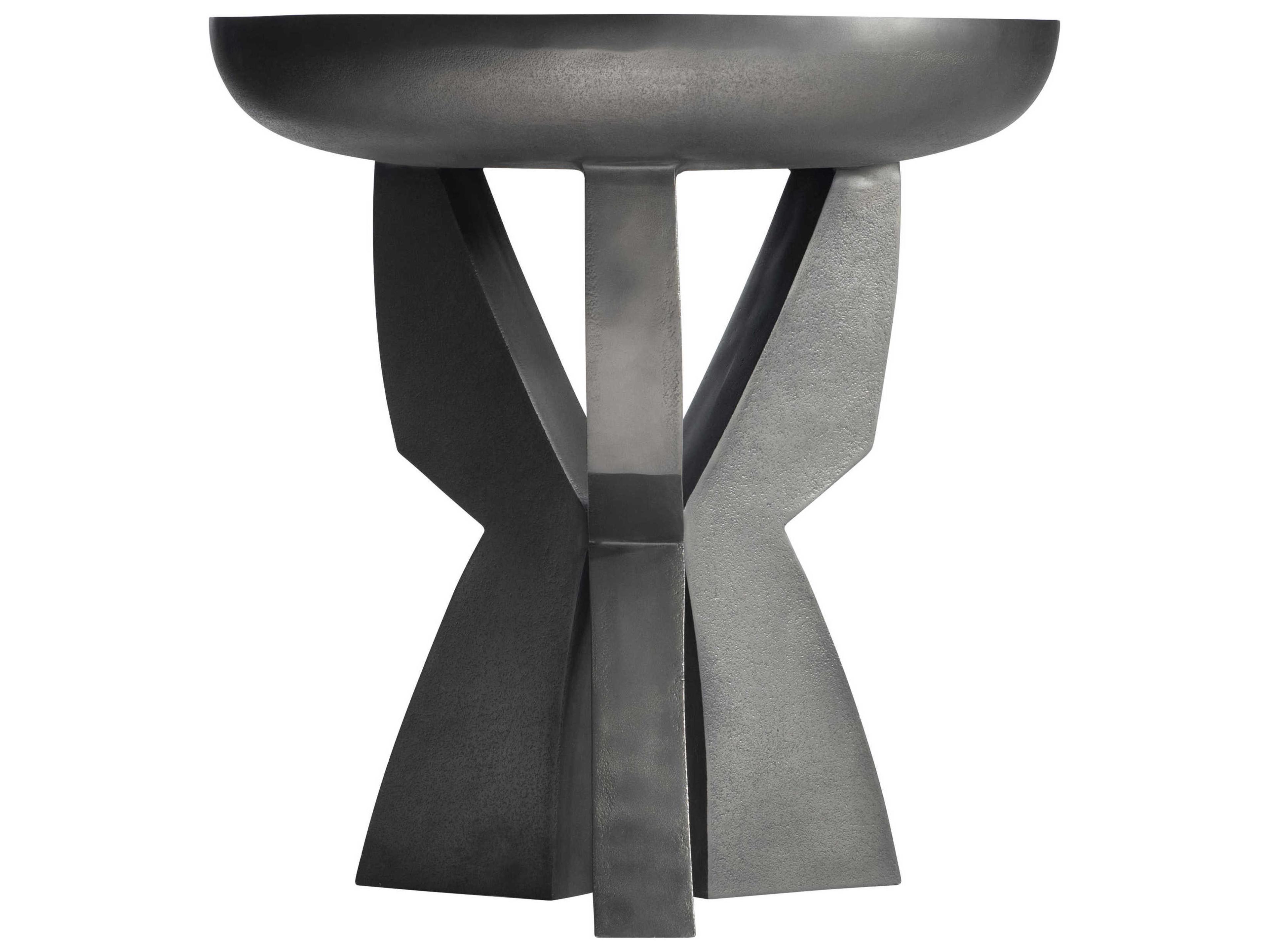 Bernhardt Mazo Round Metal Black Nickel End Table