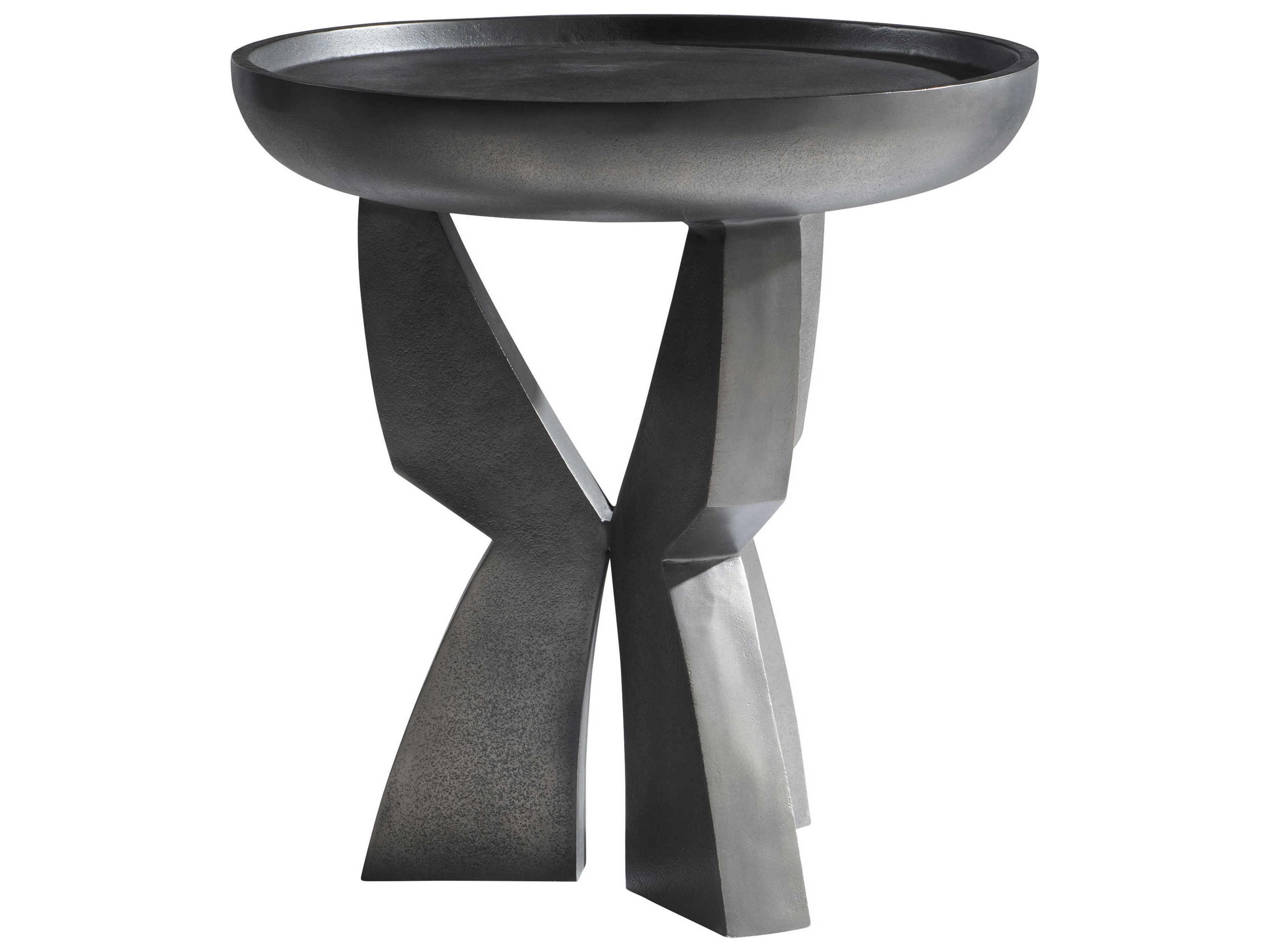 Bernhardt Mazo Round Metal Black Nickel End Table