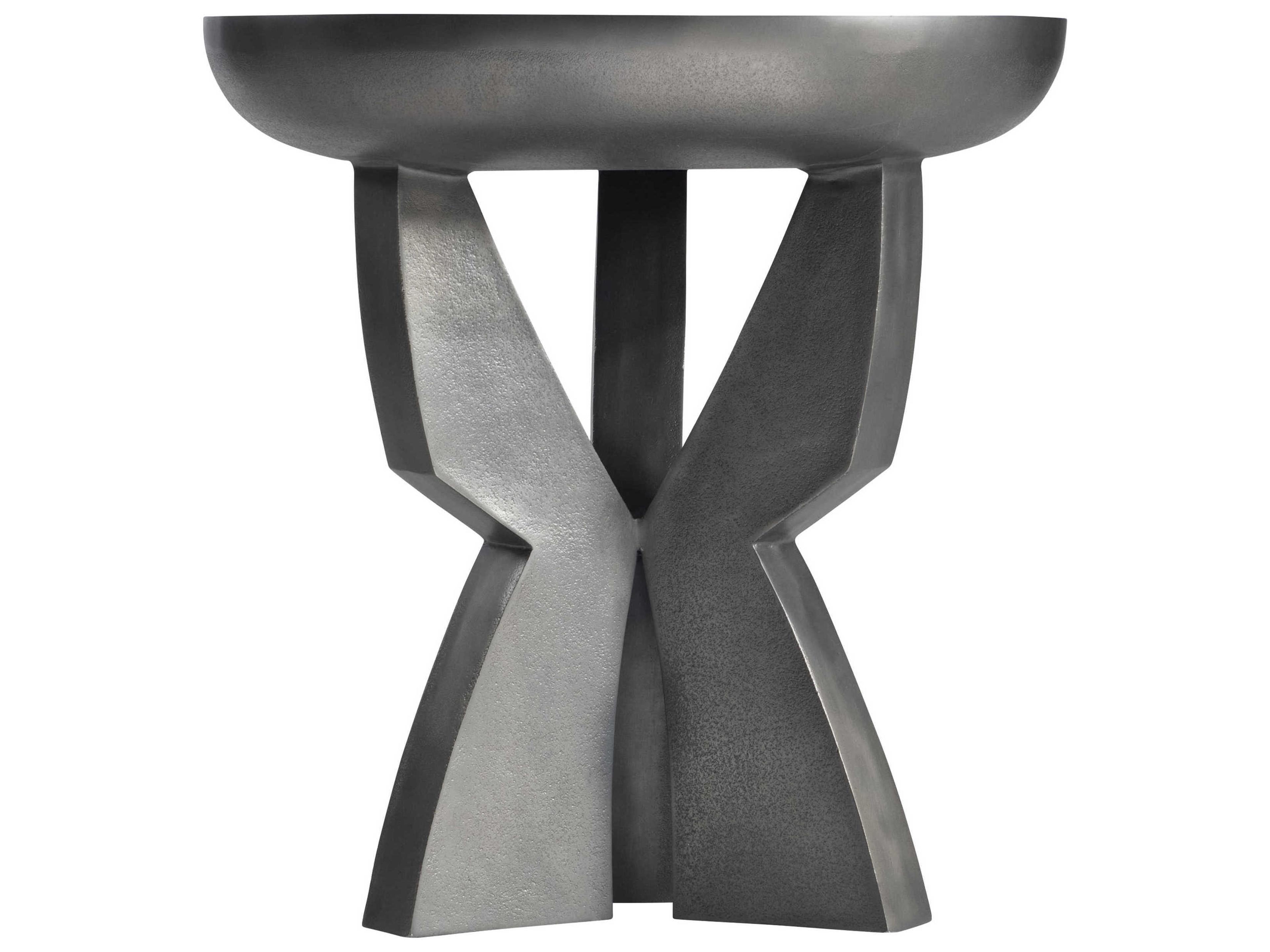 Bernhardt Mazo Round Metal Black Nickel End Table