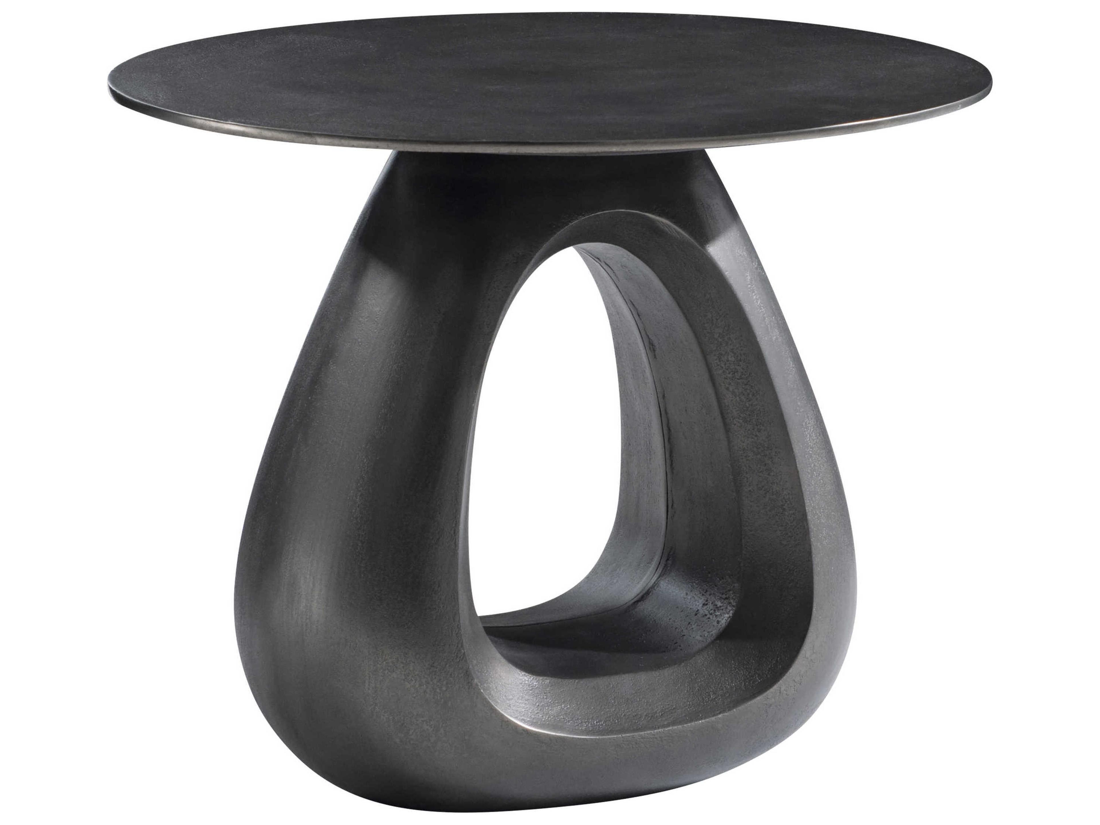 Bernhardt Ursa Round Metal Black Nickel End Table