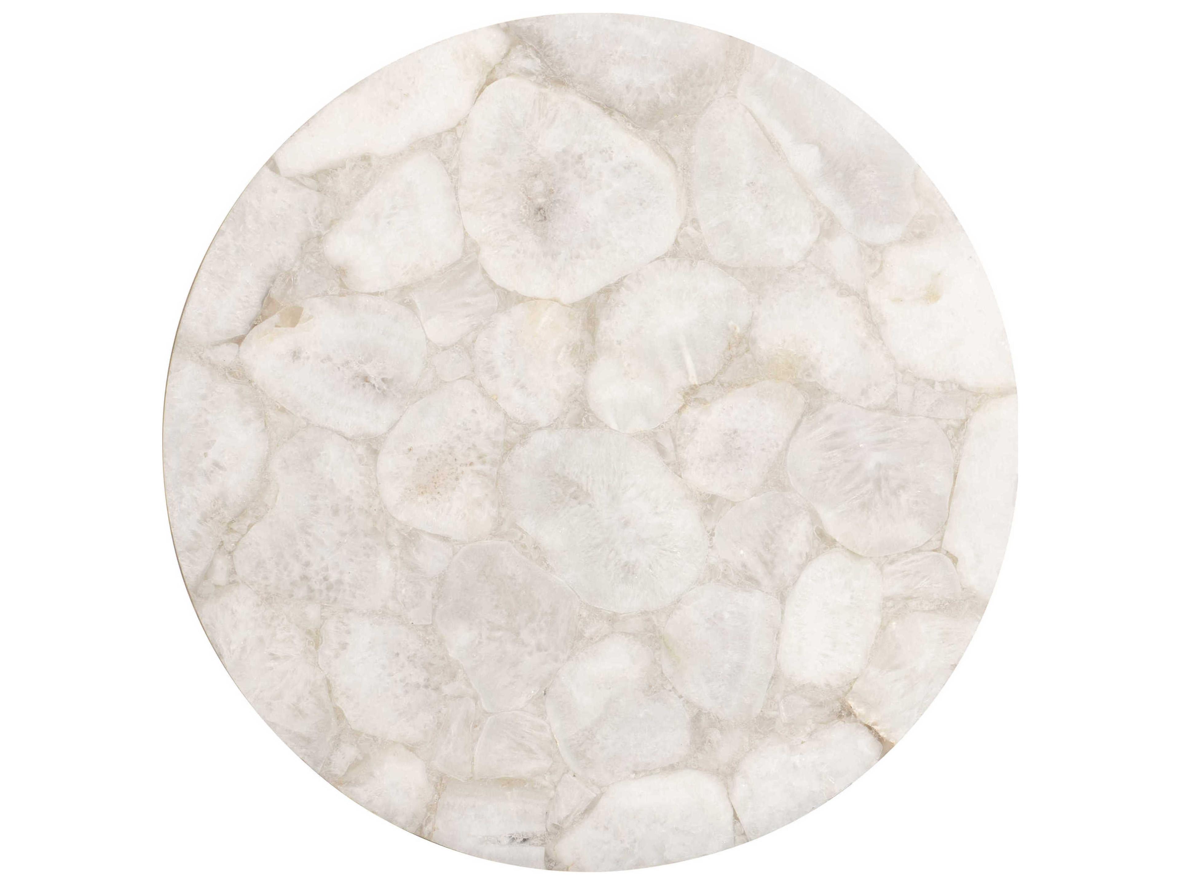 Bernhardt Shimla Round White Agate Marble End Table