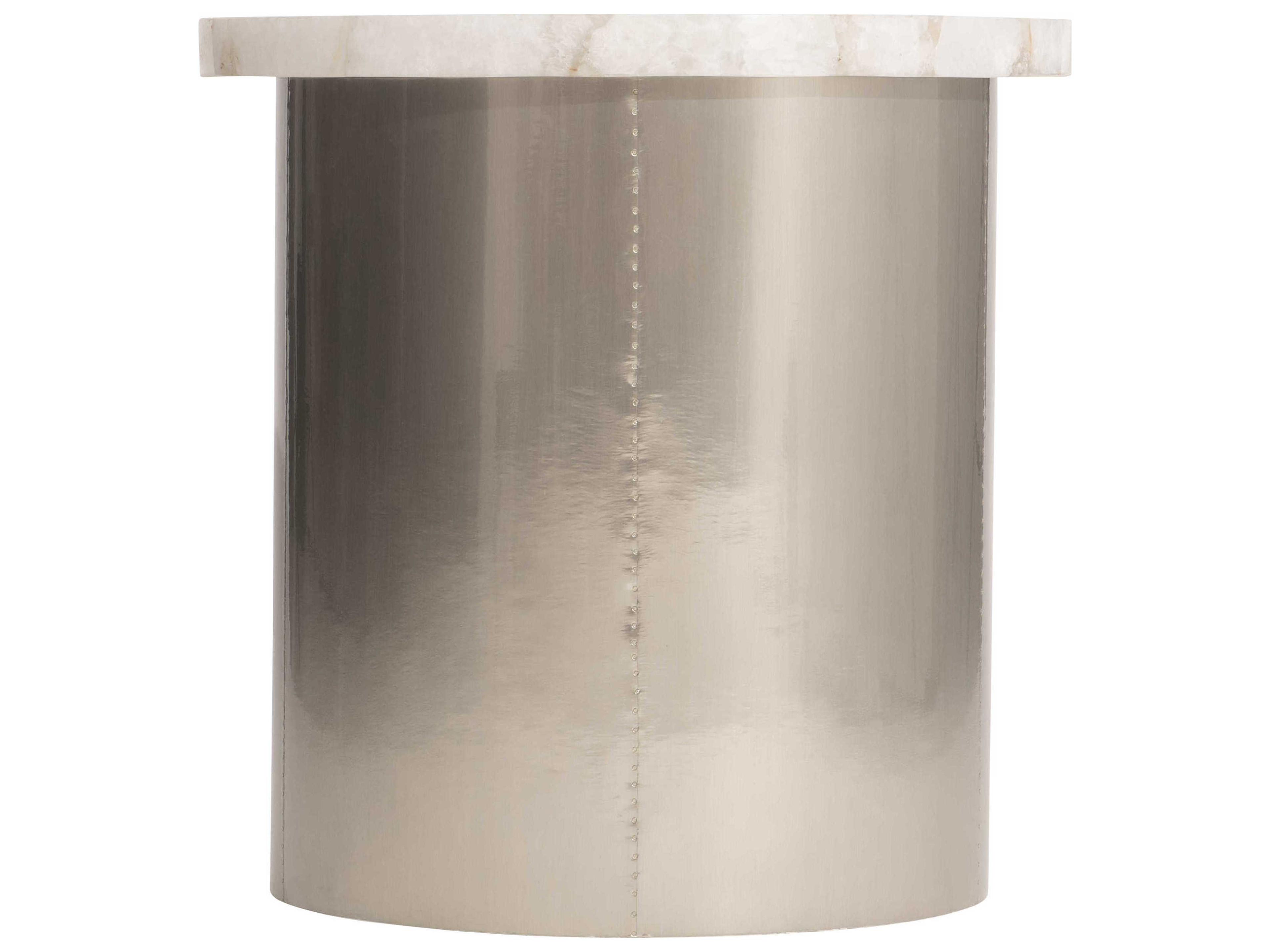 Bernhardt Shimla Round White Agate Marble End Table