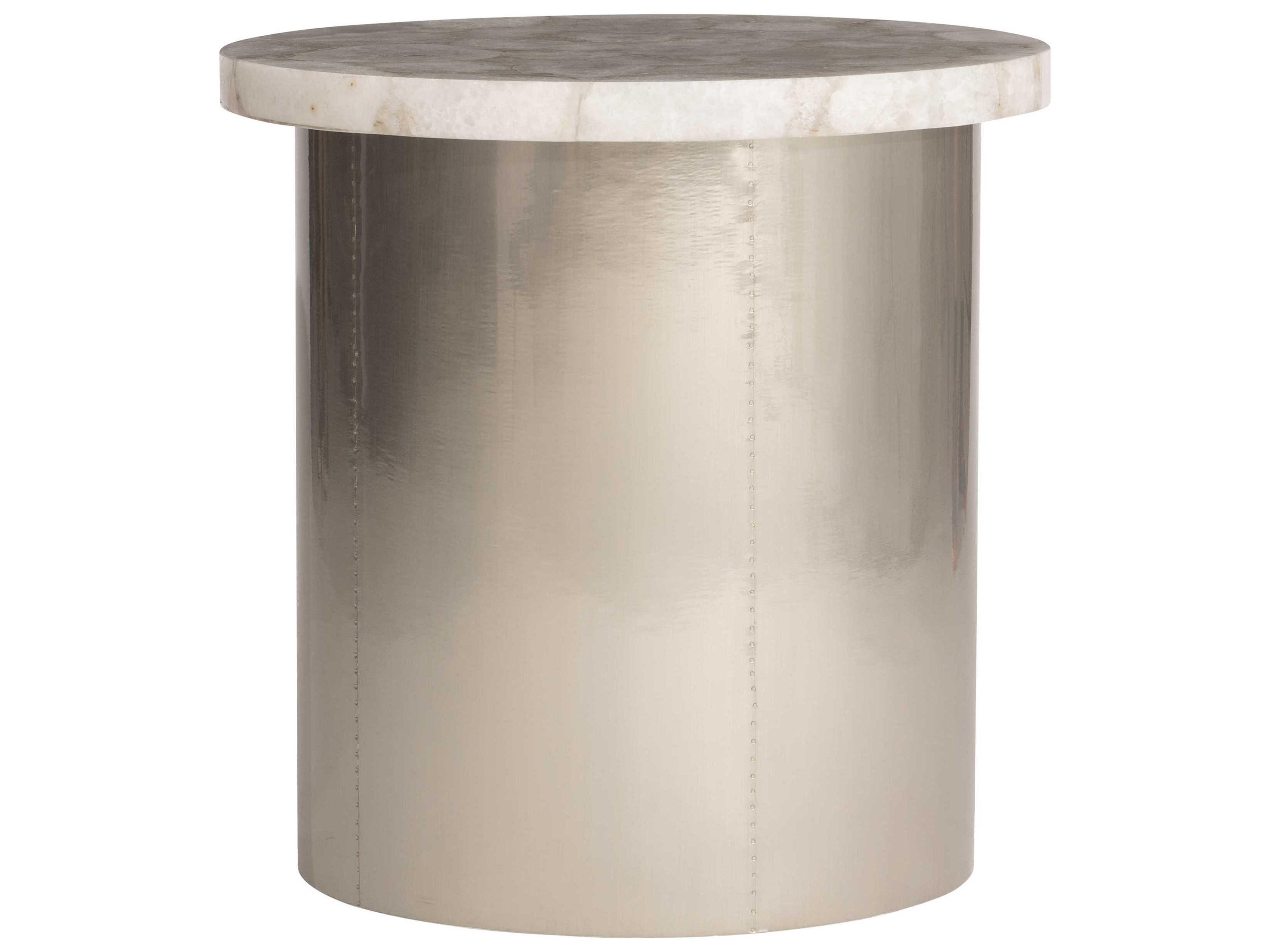 Bernhardt Shimla Round White Agate Marble End Table