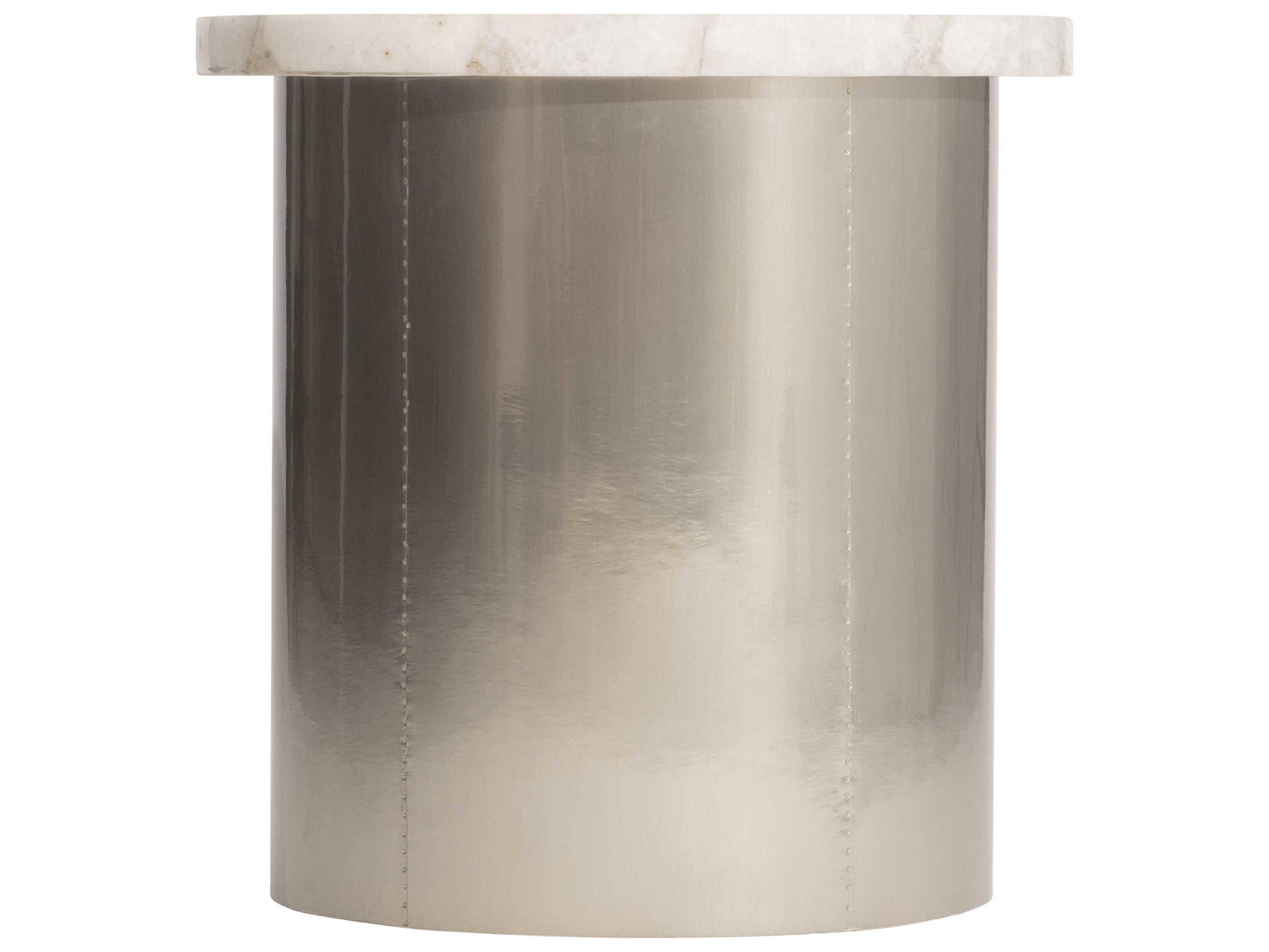 Bernhardt Shimla Round White Agate Marble End Table