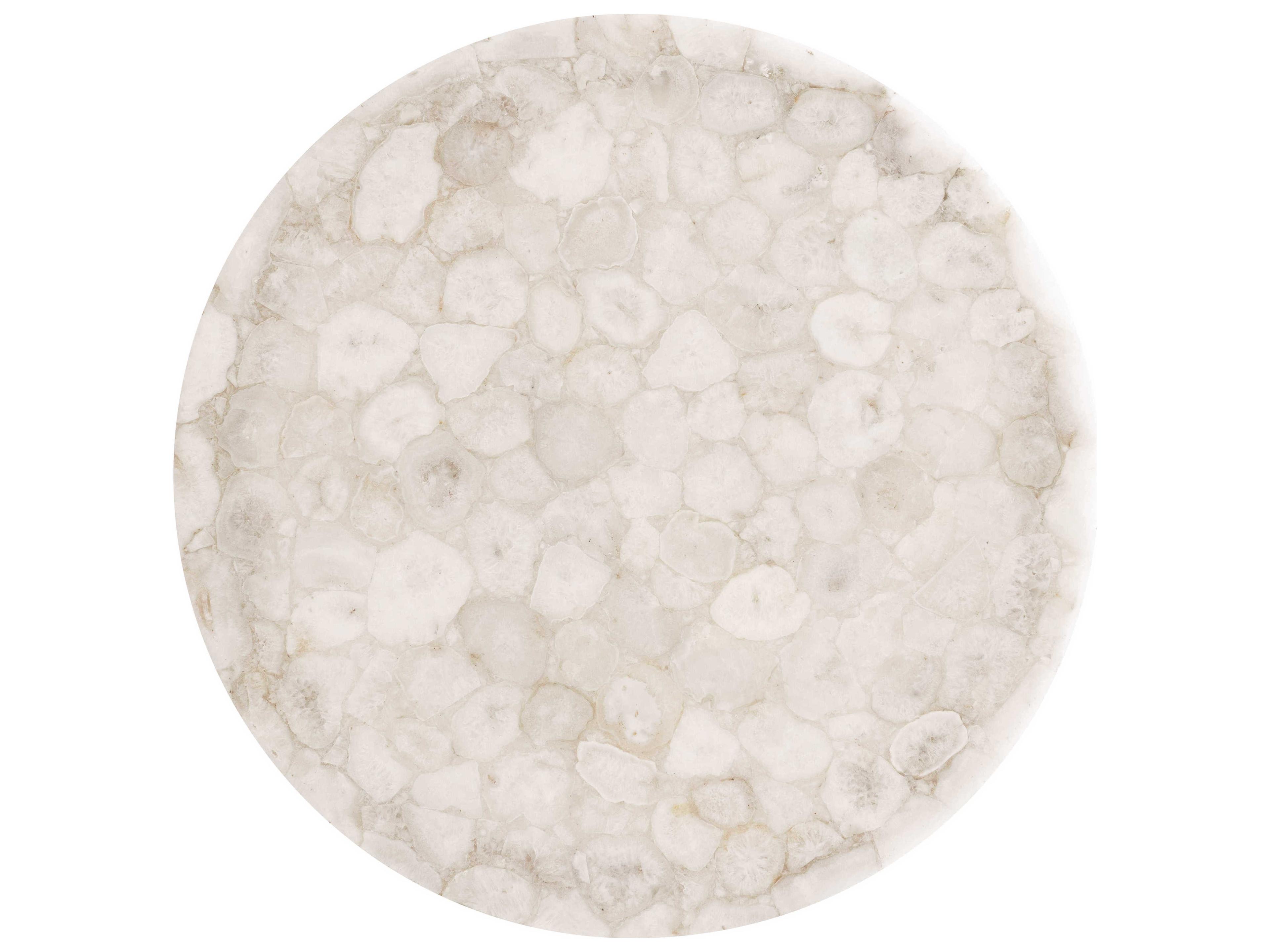 Bernhardt Shimla Round White Agate Marble Coffee Table