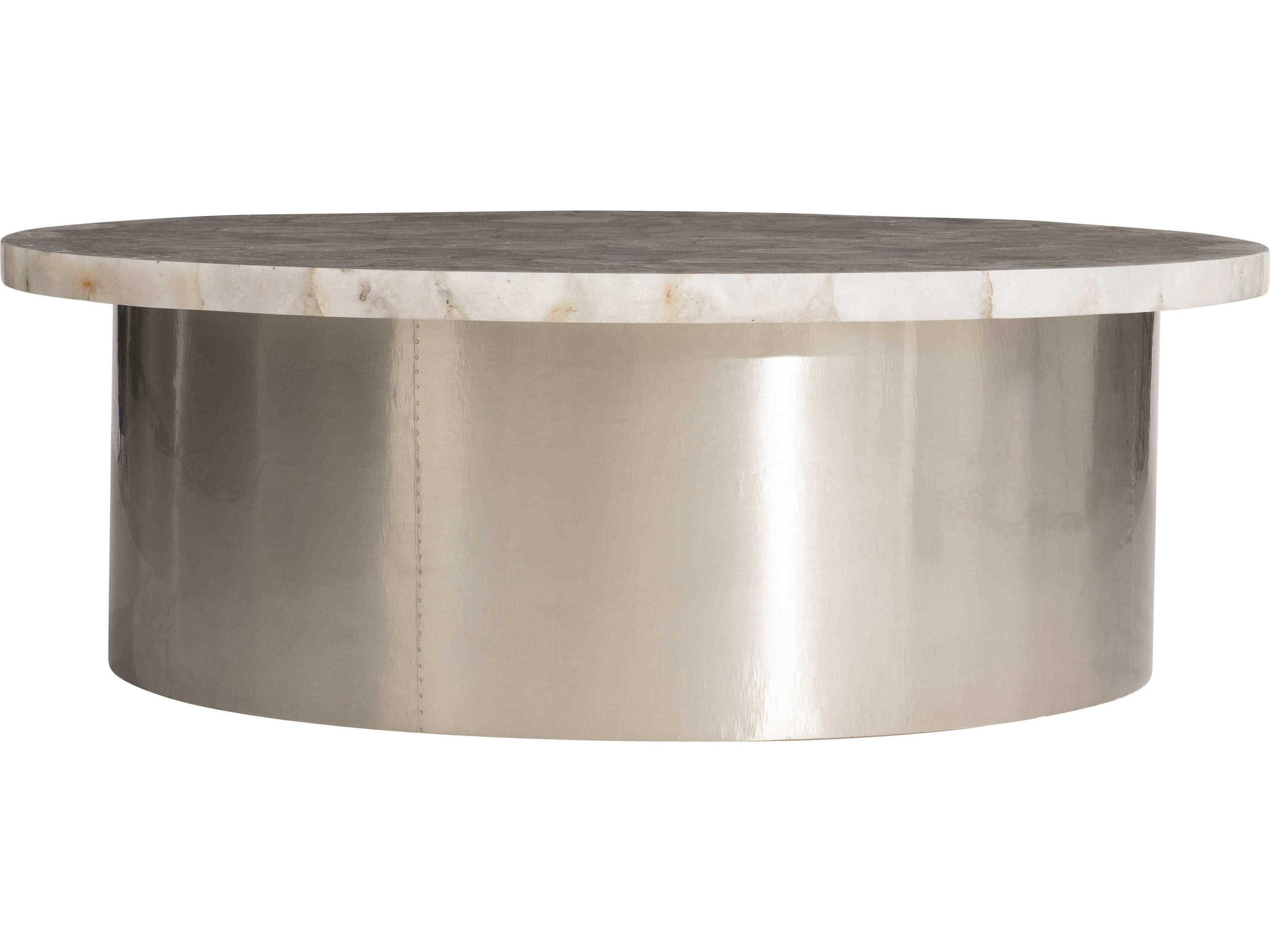 Bernhardt Shimla Round White Agate Marble Coffee Table