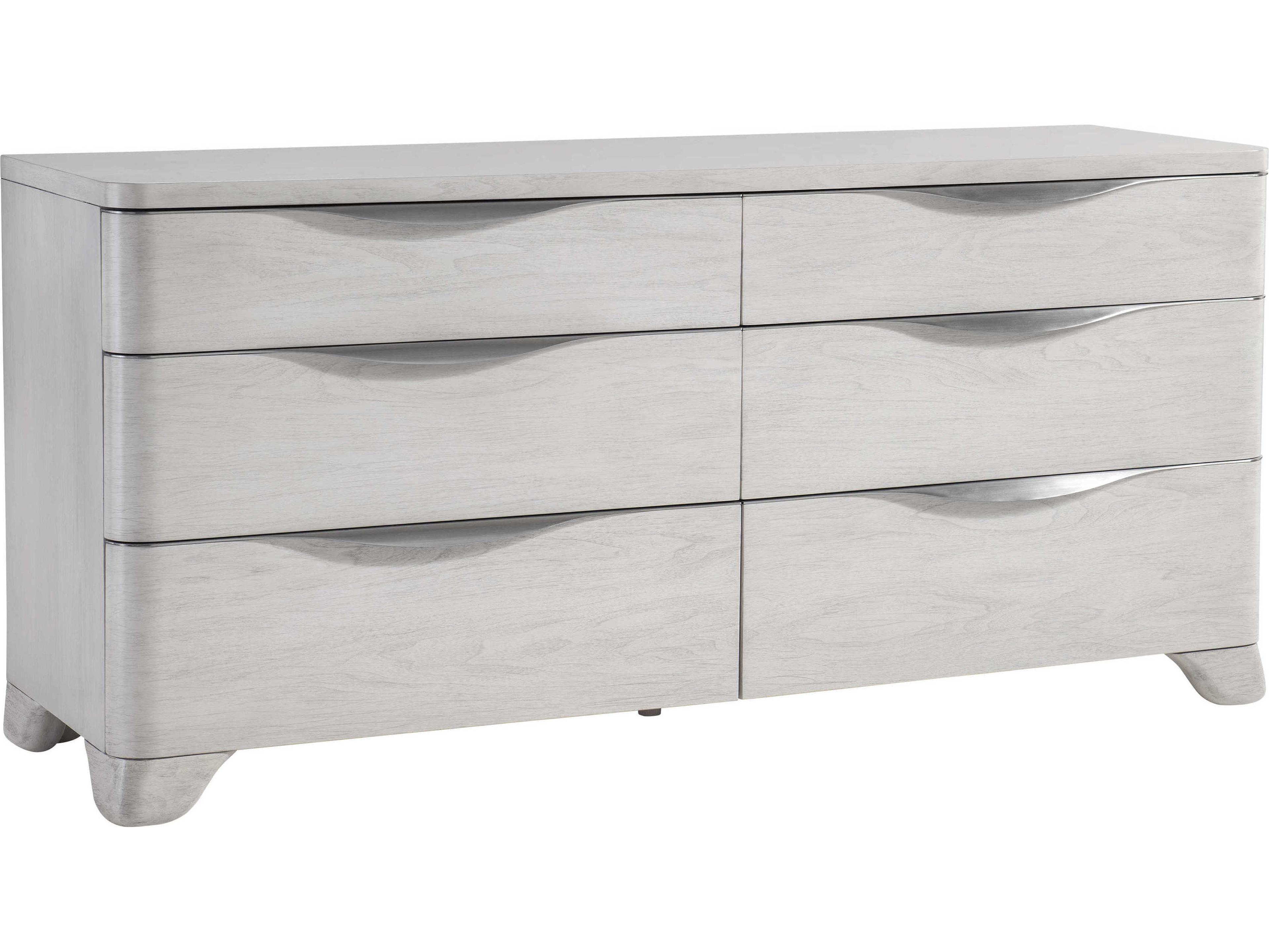 Sereno 6-Drawer Walnut Dresser with Lutra Finish and Faux Stone Base