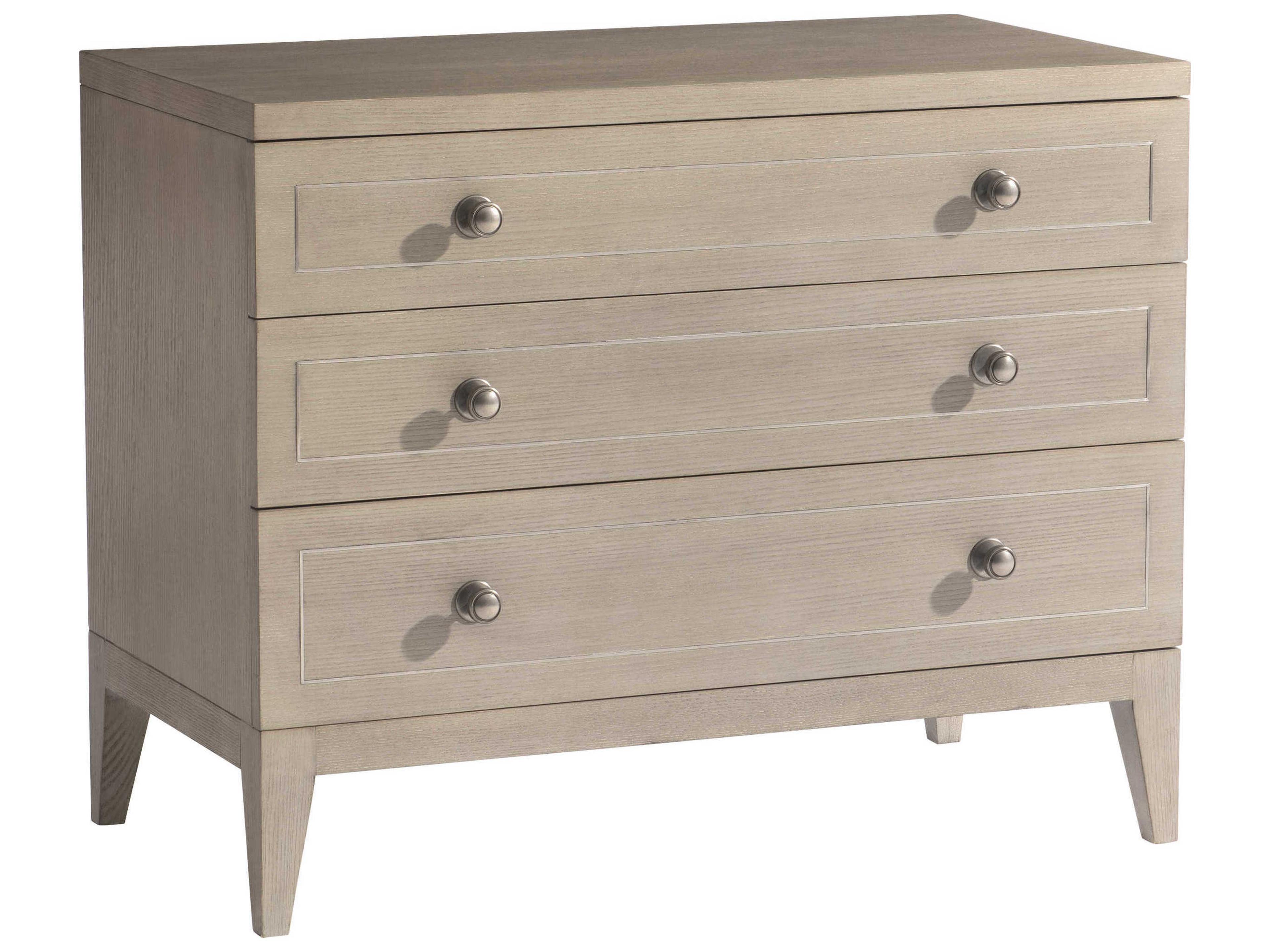 Cornelia 3-Drawer Nightstand with USB Charging in Nebbia Finish
