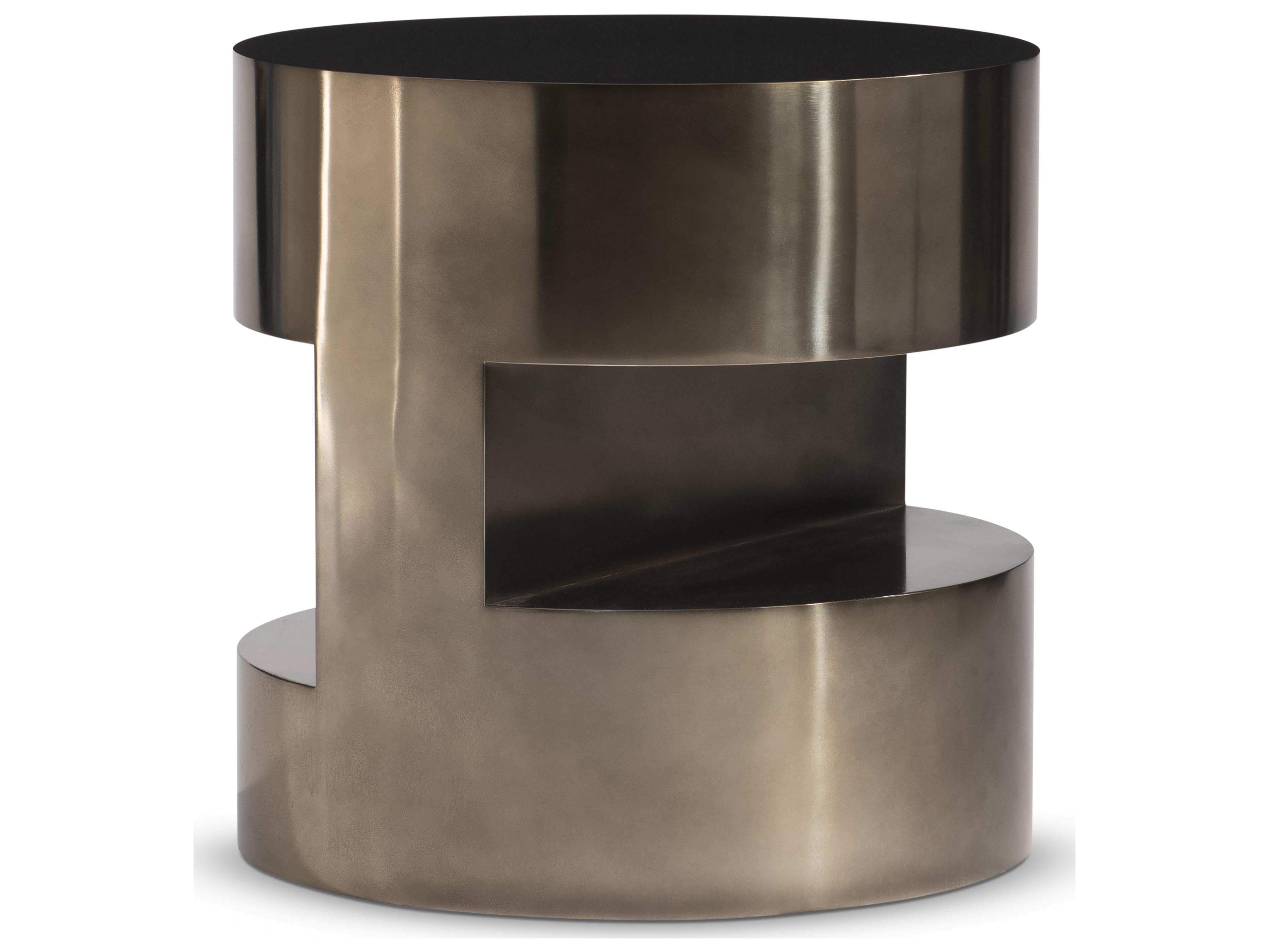 Bernhardt Cassie Round Metal Bronze End Table