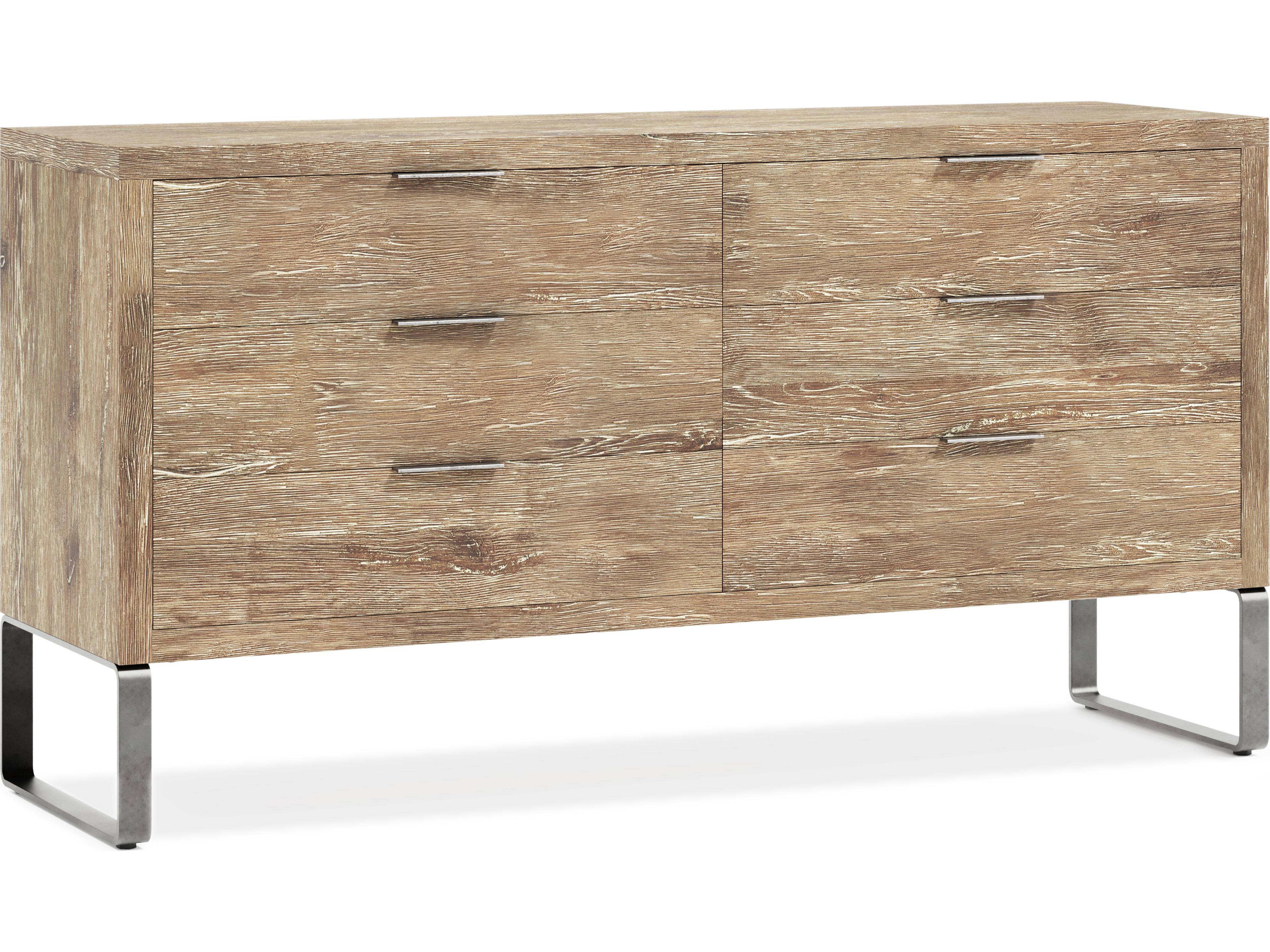 Tribeca 6-Drawers Brown Oak Wood Double Dresser