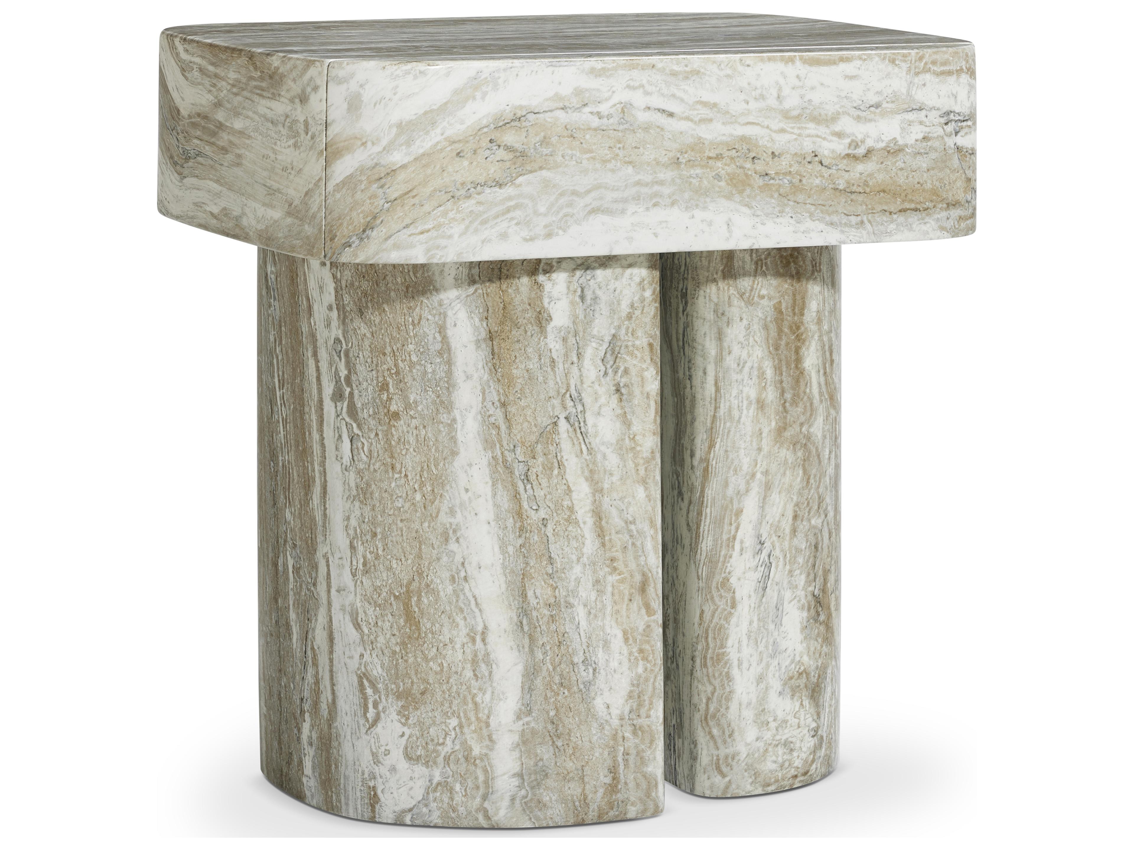 Arcadia Faux Stone Nightstand in Kalta Finish with One Soft-Close Drawer