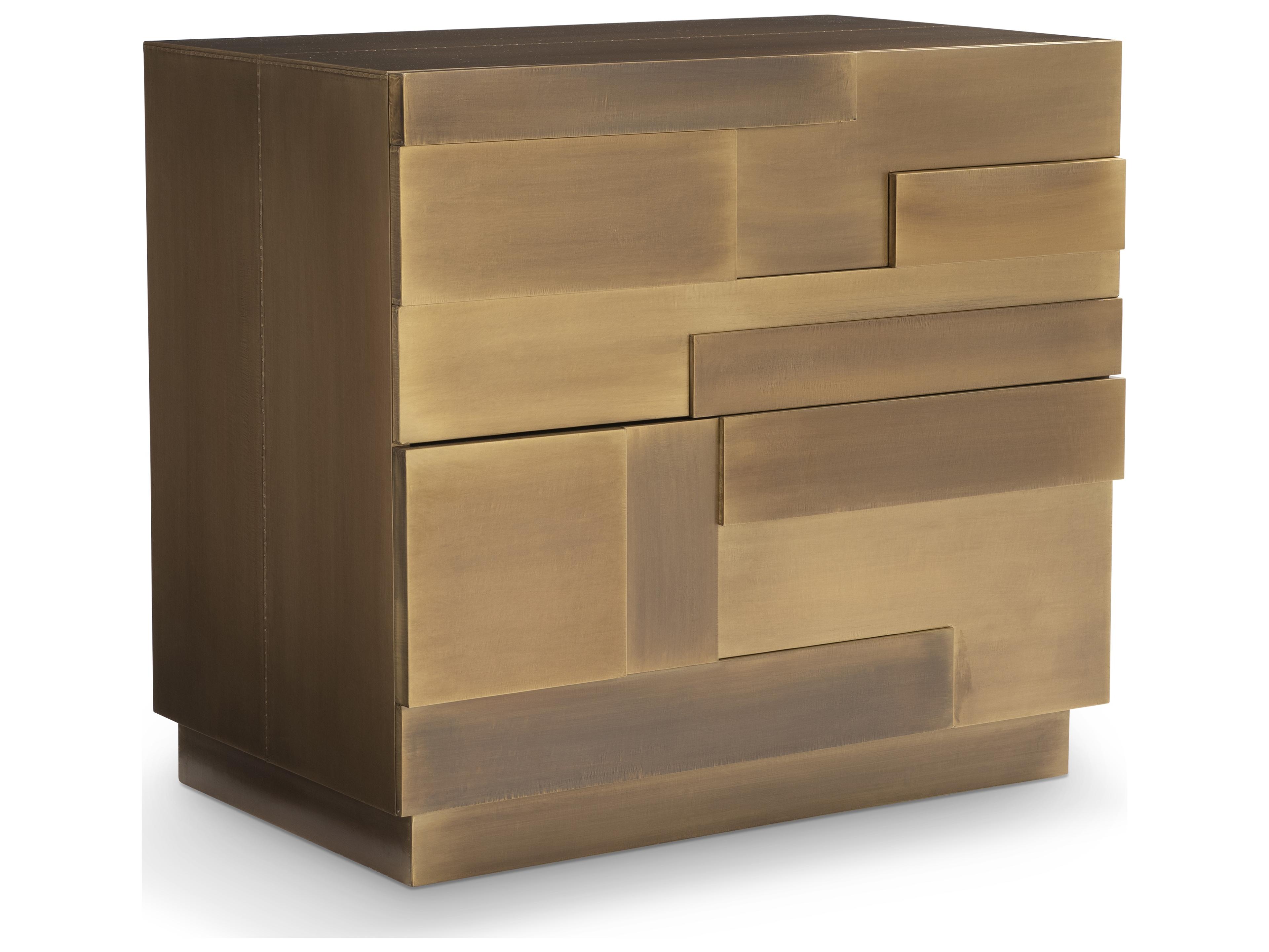 Acora 2-Drawers Brass Nightstand