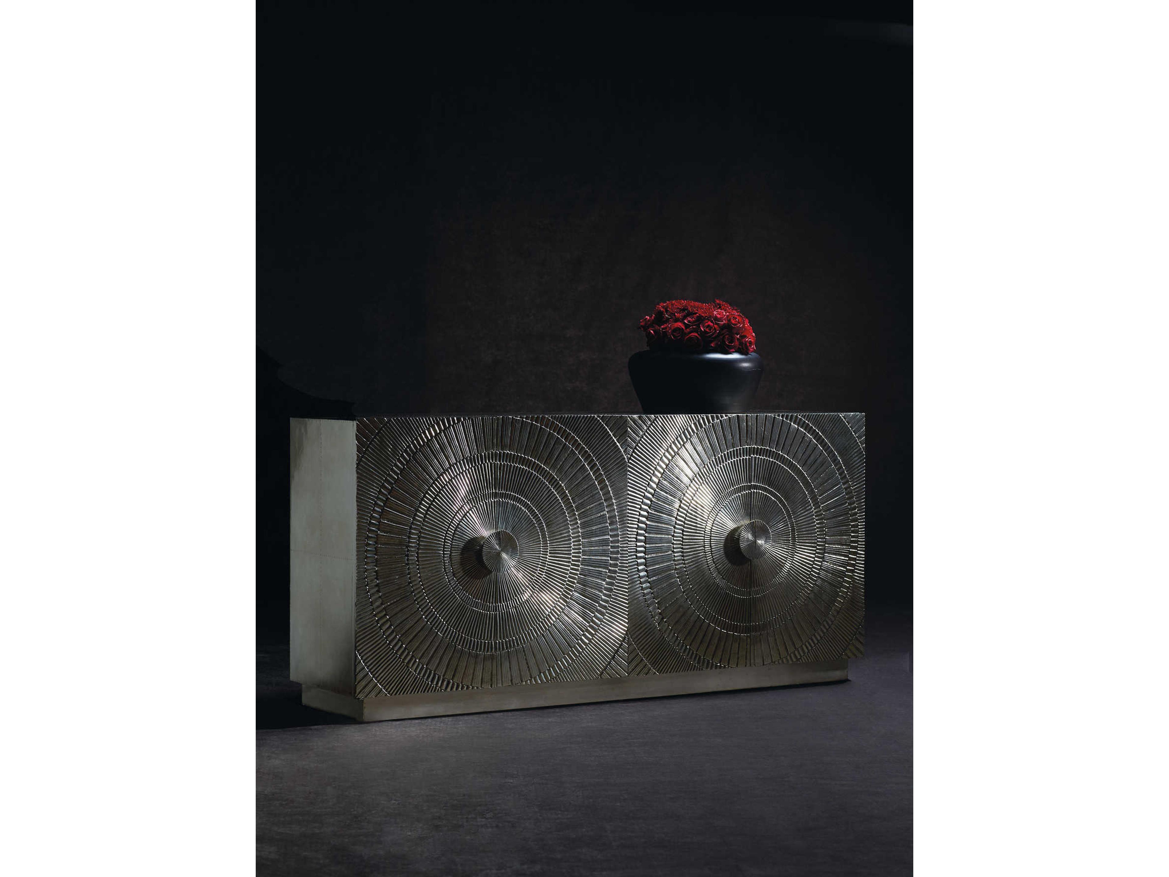 Bernhardt Interiors Casegoods Barcelona 72" Teak Wood German Silver Credenza