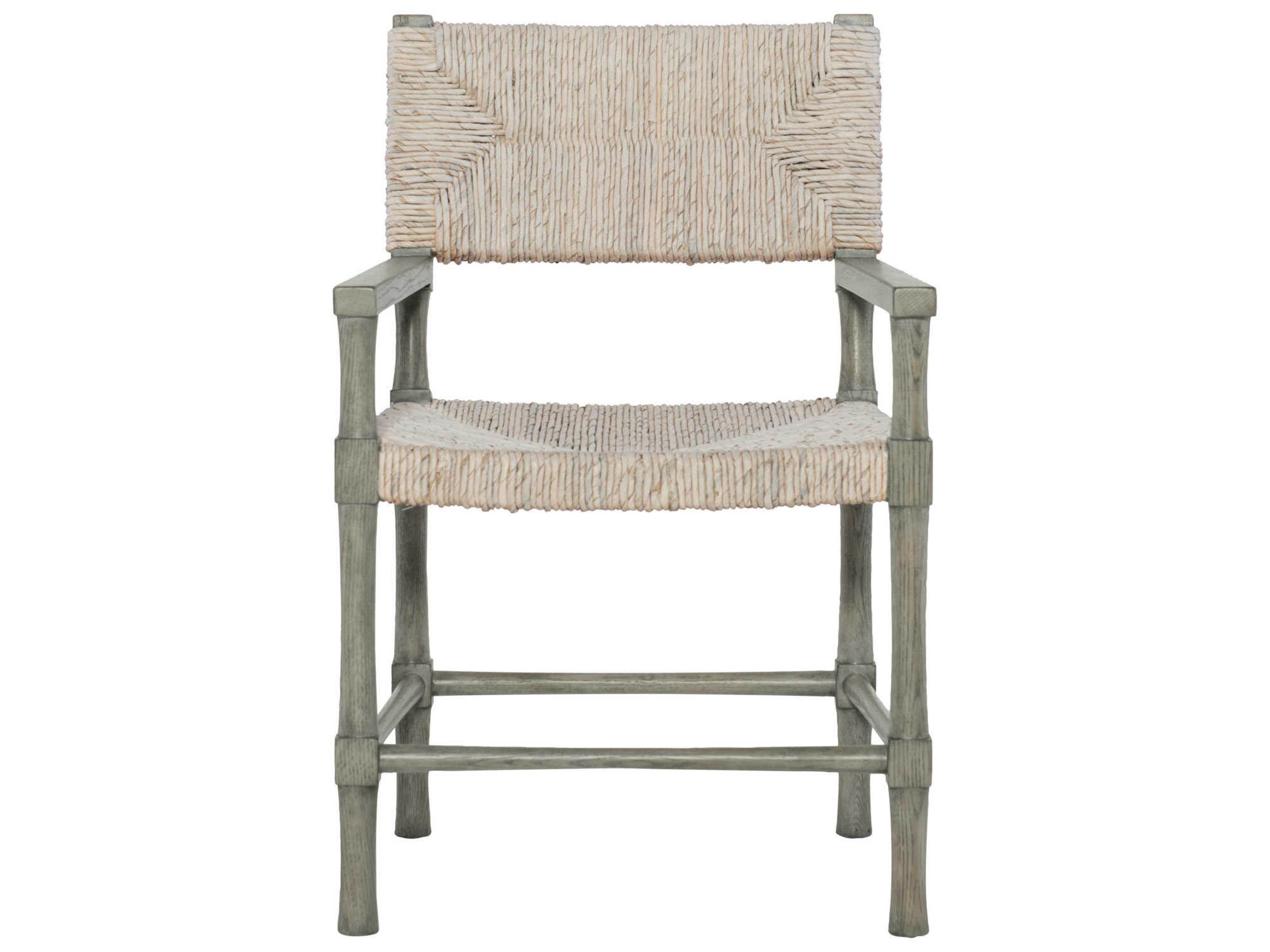 Palma Woven Abaca Dining Arm Chair in Rustic Gray